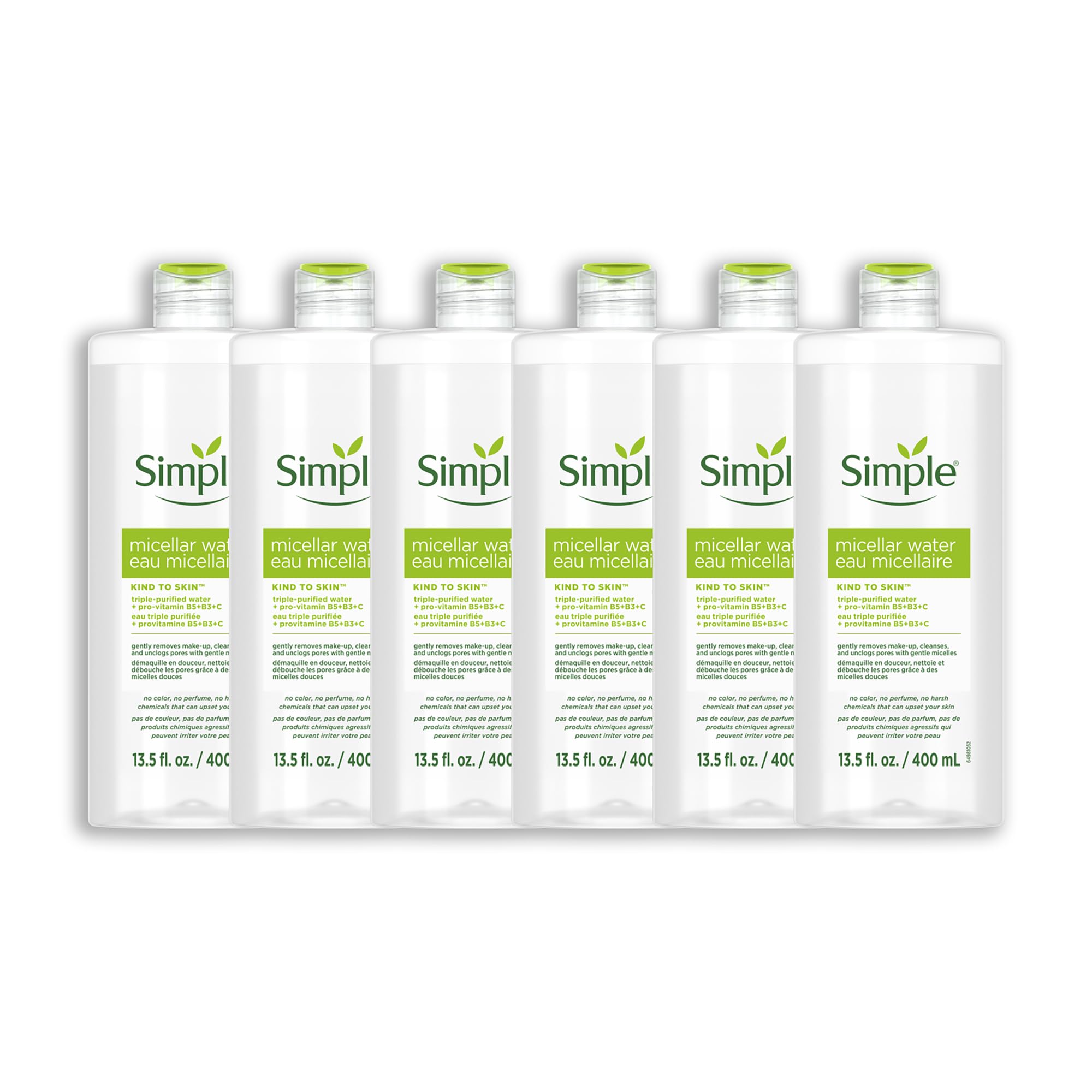 Kind to Skin Cleansing Water Cleanser and Makeup Remover for All Skin Types Micellar Boosts Skin's Hydration by 90 percent 13.5 oz, Pack of 6 (Packaging May Vary)