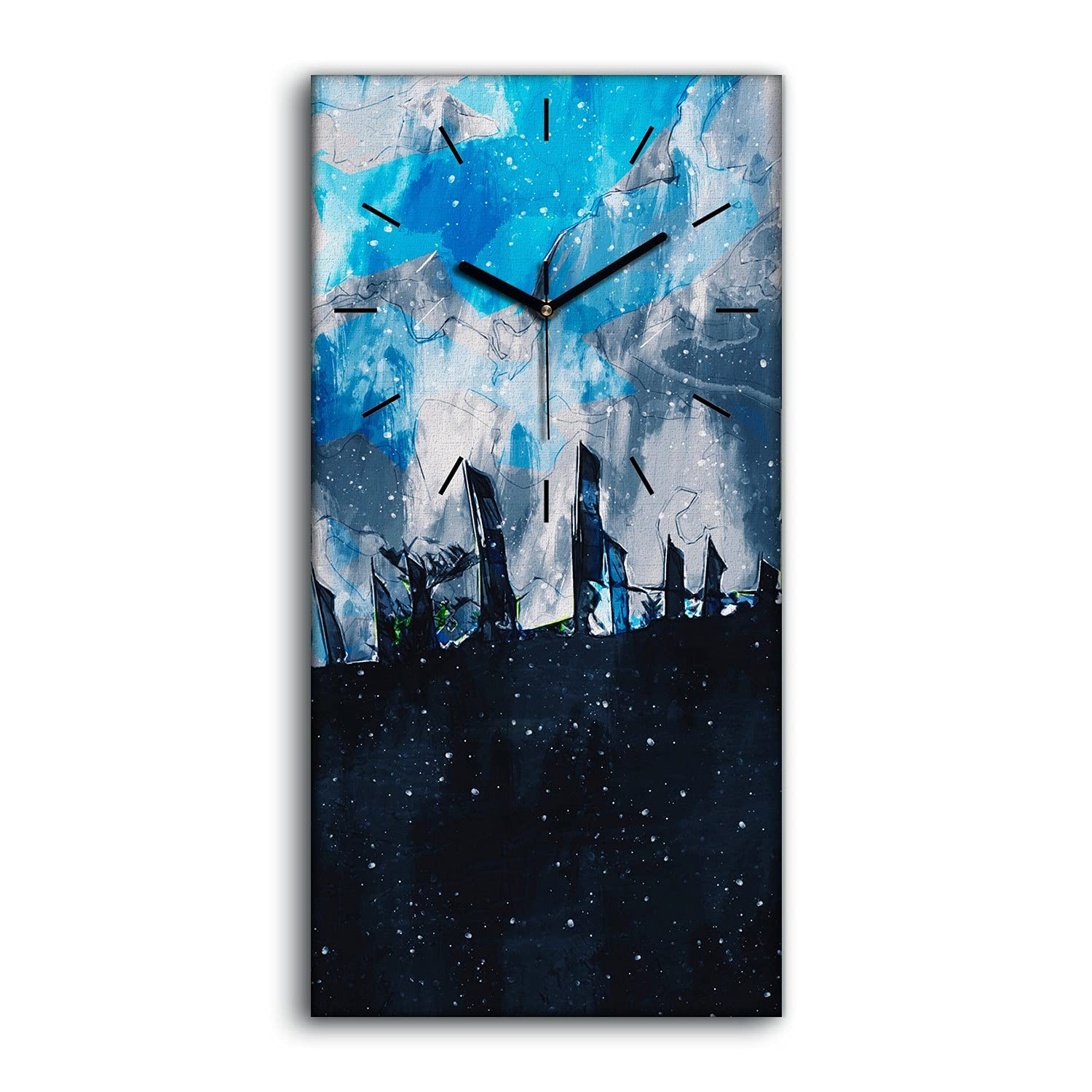 Horloge murale chambre sans bruit tableau déco moderne mains noires 30x60