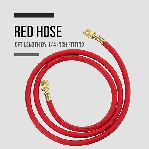 Miniatura 4 de LICHAMP Kit de manguera de calibre de colector de CA automotriz de 4 piezas para refrigerantes R134A R1234YF R404A R12 R502 de 5 pies