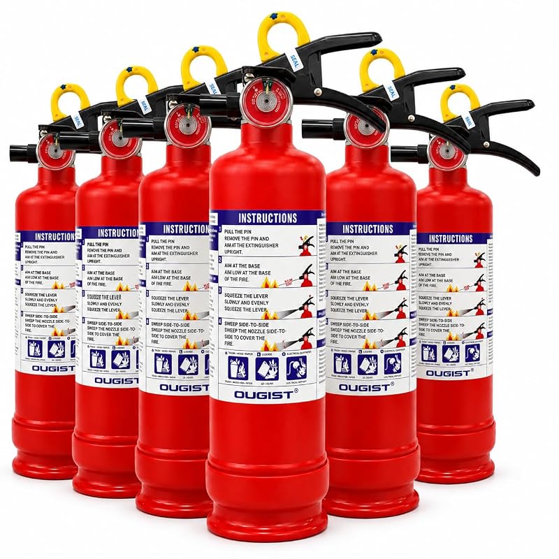 Extintor de Incêndio ABC Ougist em Aço-Carbono Vermelho, 1,13 kg, Kit com 6