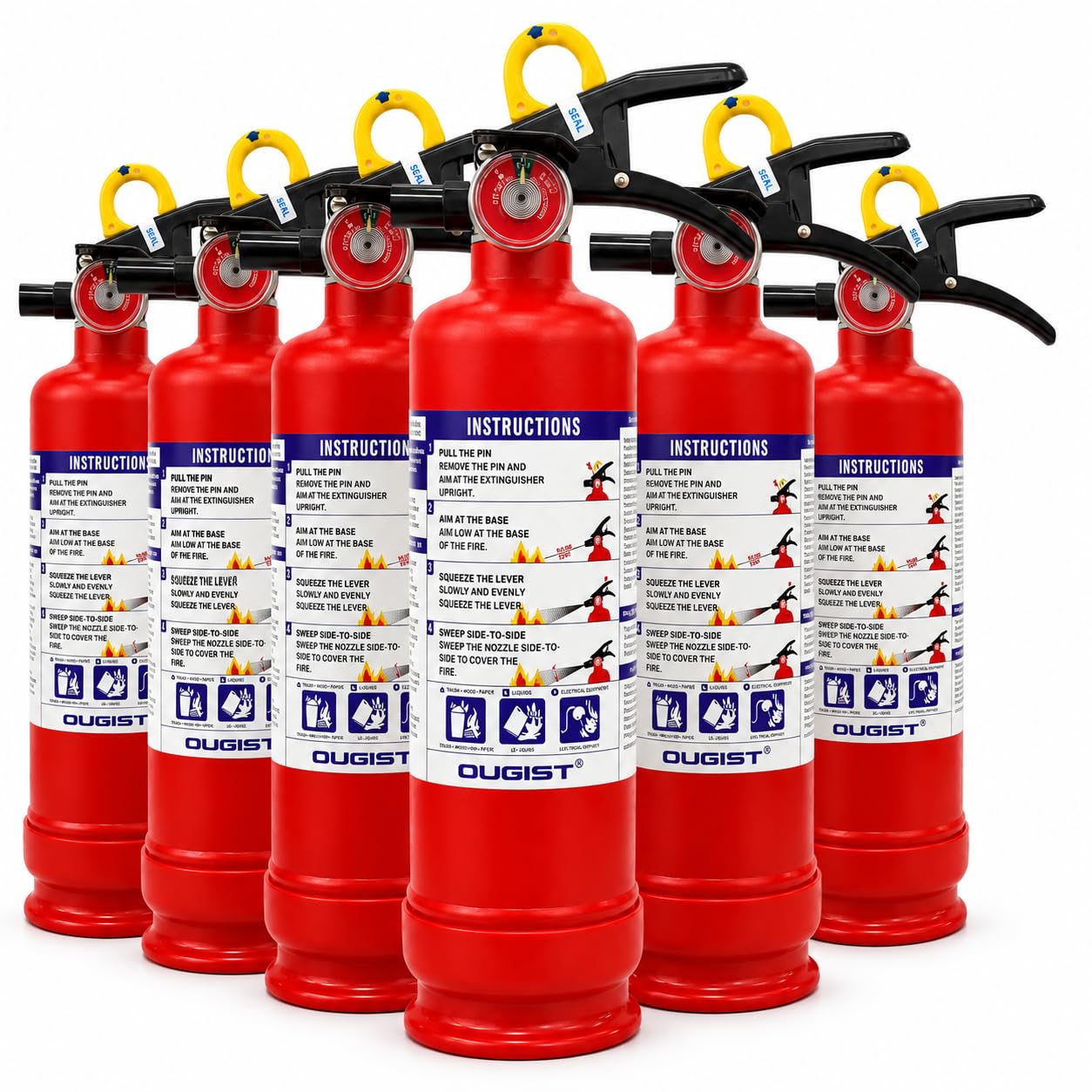 Ougist Signature ABC Fire Extinguisher for Home, 2.5 lb, 6 Pack
