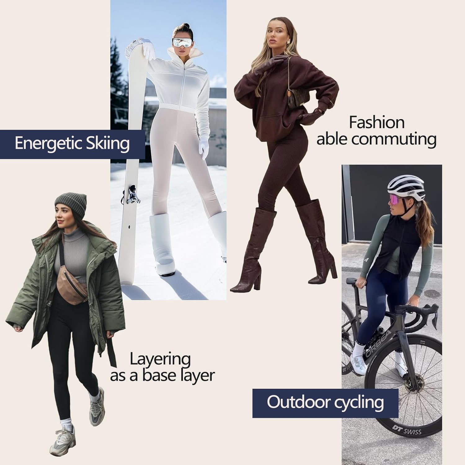 Hi Clasmix Fleece Lined Leggings for Women - High Waisted Winter Yoga Pants, Warm Thermal Running Workout Tights - Image 5