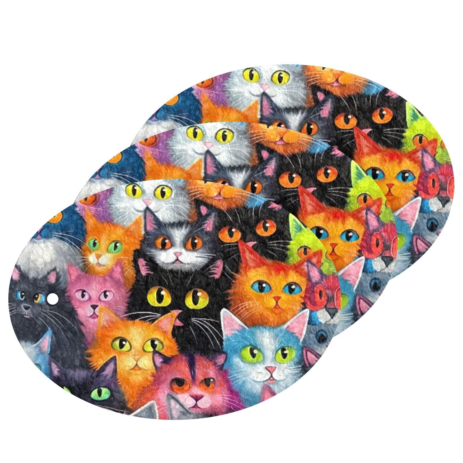 Jihqo 3PCS Scrub Sponges Cute Cats Pop-up Dish Sponge for Cleaning Kitchen Bathroom Household Non-Scratch Scrubber