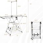 Tangkula 2-Layer Aluminum Drying Rack, Foldable Laundry Rack w/ 1 Hanging Bar & 2 Height-Adjustable Wings, 23 Drying Rails, Netting Drying Rack, No Assembly Required