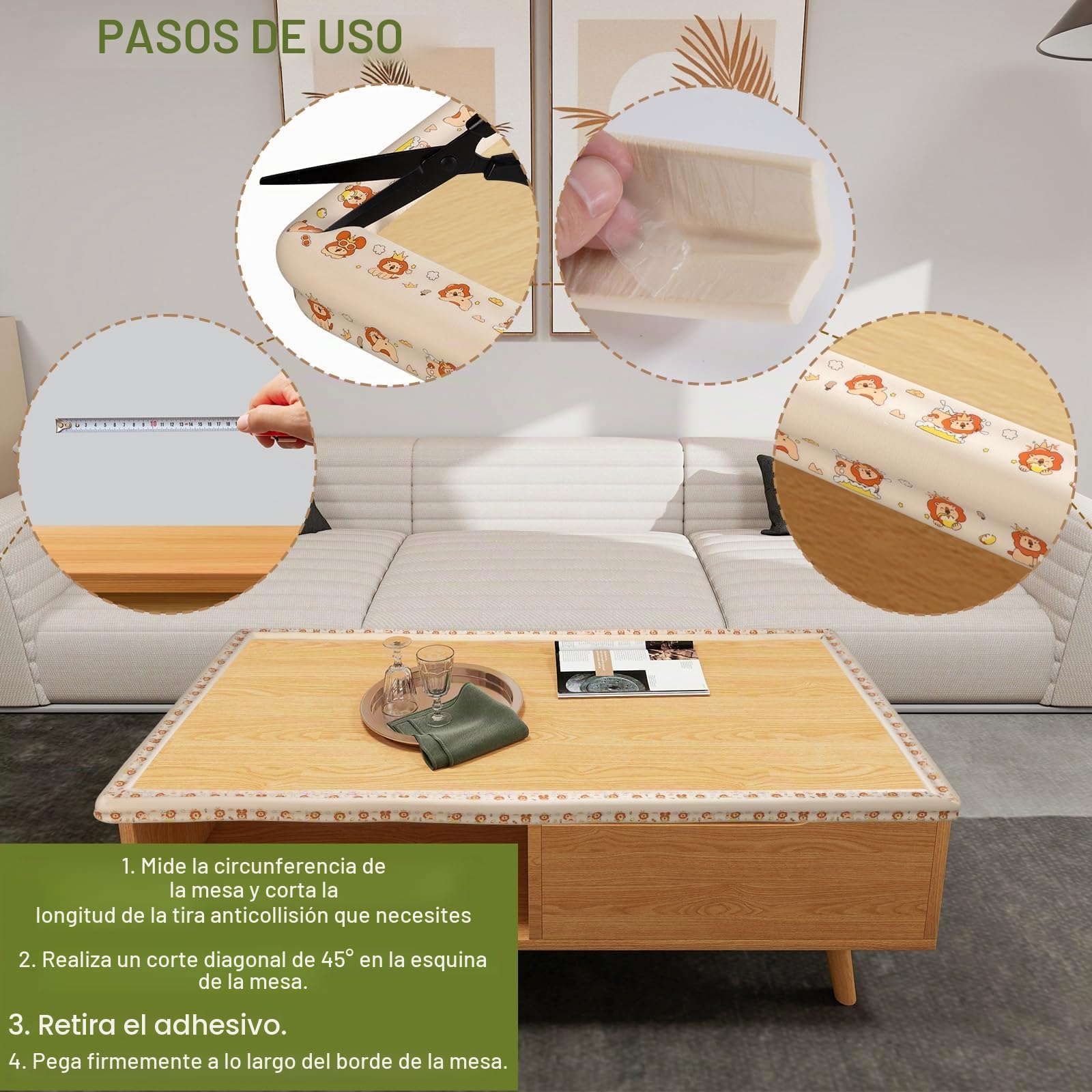 Protector de Bordes para Bebe Suave Espesar Protector de Bordes de Mesa Autoadhesivo para Mesas, Muebles, Puerta, Cama, Silla Beige Naranja