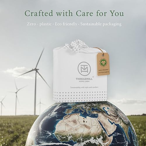 Miniatura 9 de Threadmill Juego de sábanas tamaño individual 100% algodón orgánico, 3 piezas, certificado GOTS, color gris claro, sábanas suaves y transpirables