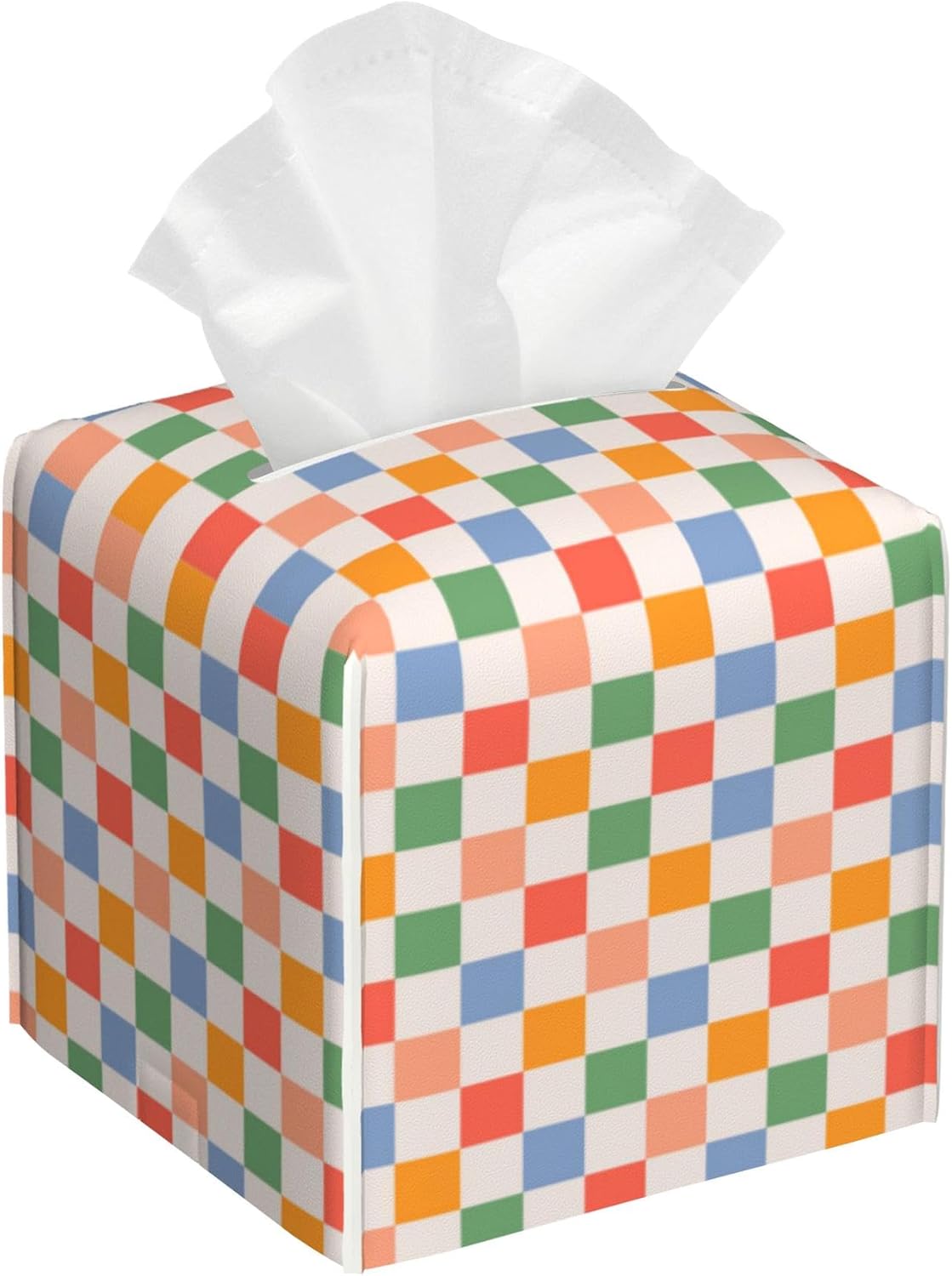 Amazon.com: Colorful Checkered Tissue Box Holder,Cube Tissue Box Cover ...