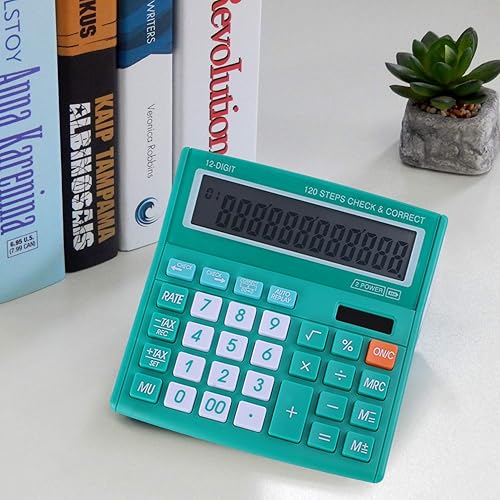 Miniatura 8 de Calculadora de escritorio de oficina de 12 dígitos con energía solar y pantalla LCD HD fácil de leer, botones grandes, para asuntos financieros,