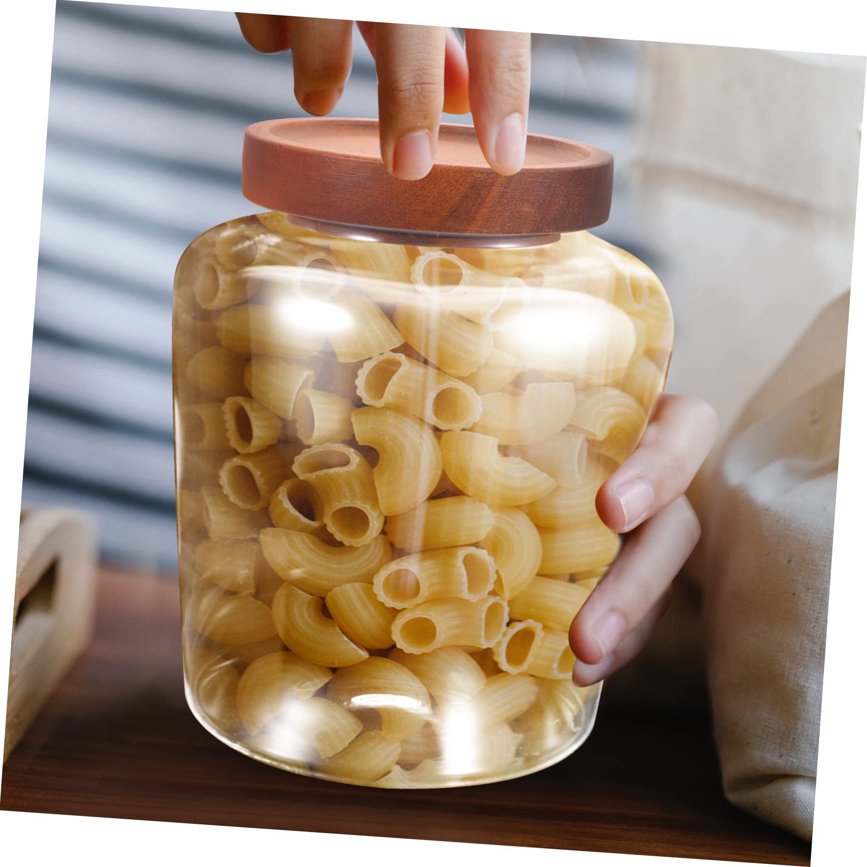Glas Vorratsbehälter 2, 5 L mit Holzdeckel, Luftdicht, Transparent