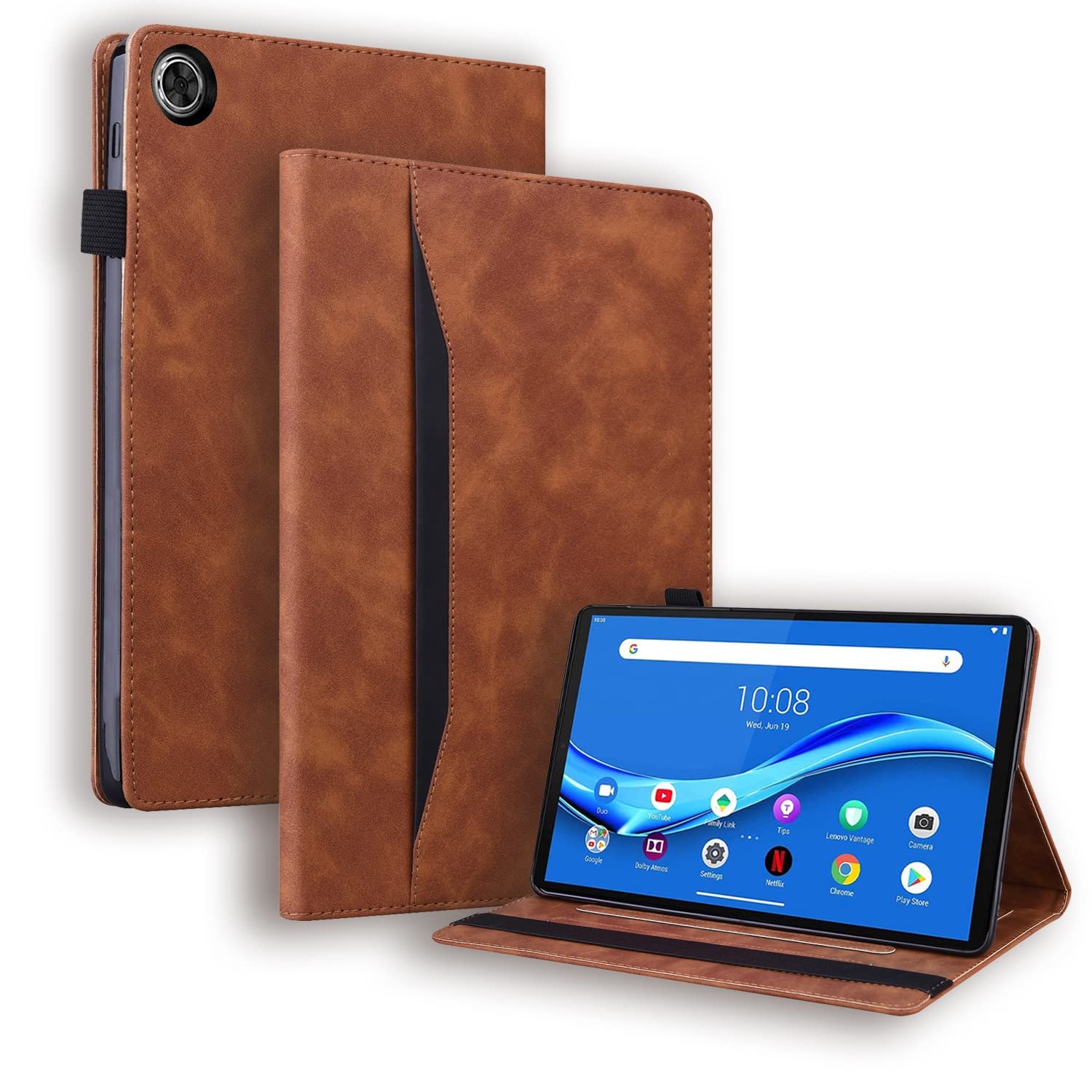 Podróż na tablecie Dla zakładki Lenovo. M10 HD 10.1.. Cal 2020 (2 gen) TB-X306F / TB-X306X Tablet typu wspornika PC. Case Regulowany Pasek mocujący Slot Shockproof(Kahverengi)