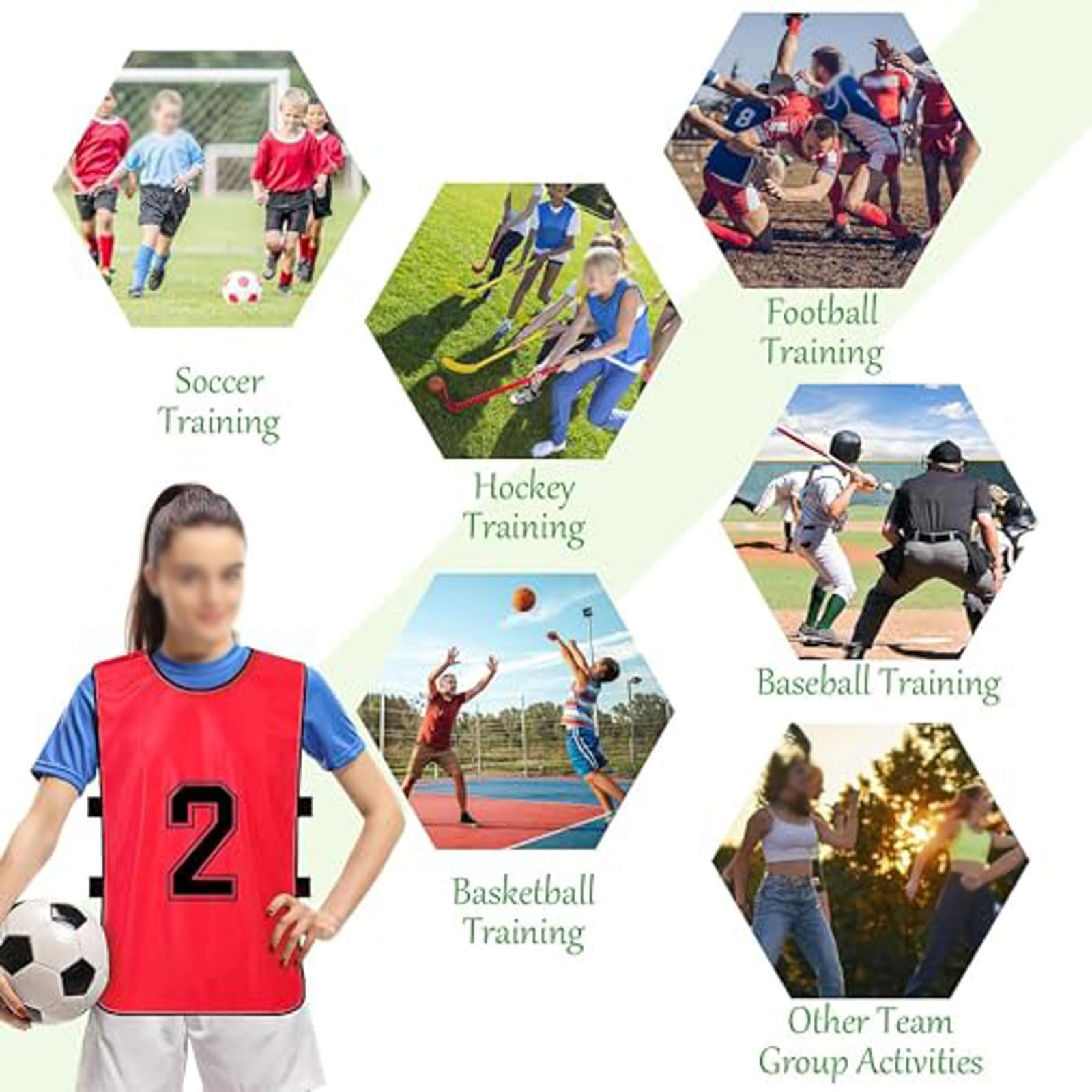 24 Stück Fußball Nummerierte Trainingsweste Fussball Leibchen Erwachsene,Fussballtraining Zubehör,Westen fürs Teamtraining,atmungsaktiv Trainingsleibchen für Volleyball Basketball,70*47CM
