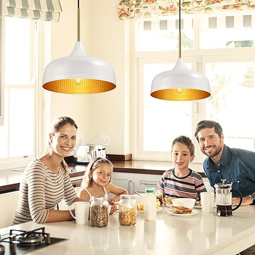 Miniatura 7 de Lámpara colgante de metal martillado de 12 pulgadas, lámparas colgantes de granja, lámpara colgante para isla de cocina, comedor, fregadero,