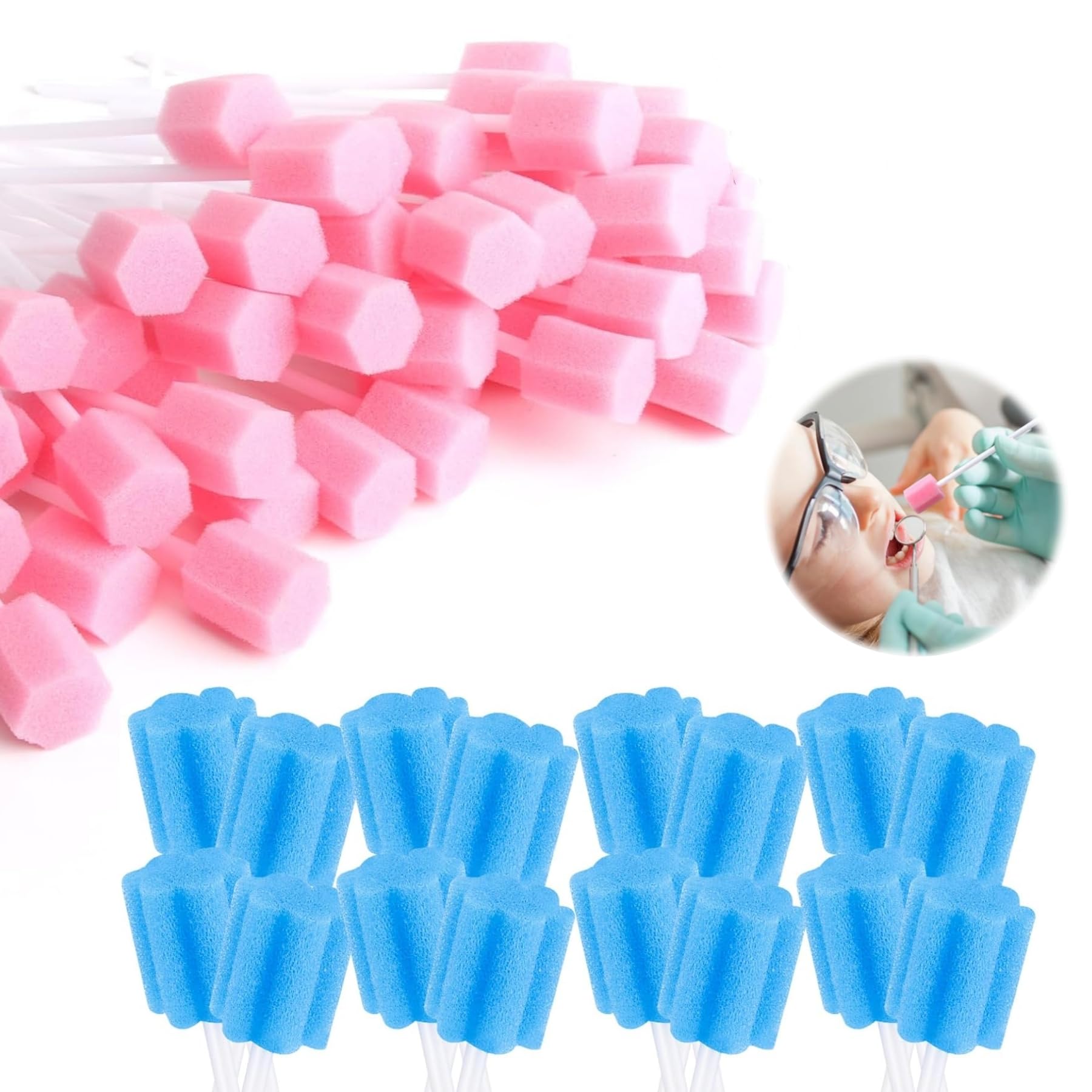 80 Piezas Hisopos Orales Desechables, Hisopos Dental Estéril Desechables, Limpieza Boca Hisopos, Diente Limpieza Hisopos, Esponja de Limpieza de Dientes para el Cuidado de la Boca del Diente