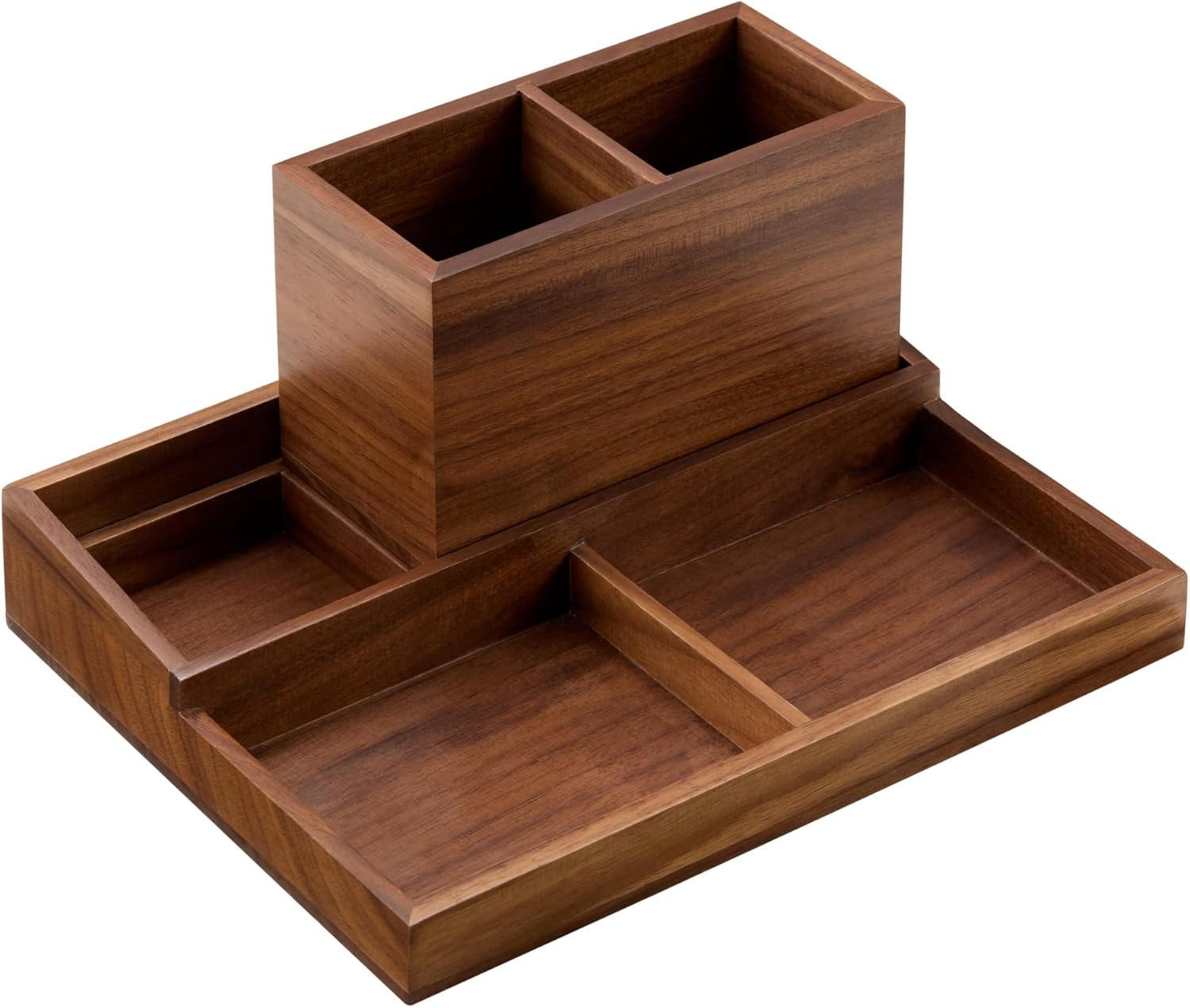 Walnut Wood Desk Organizer for Office, Pen Holder for Desk, Pen Organizer for Desk, Walnut Pencil Holder