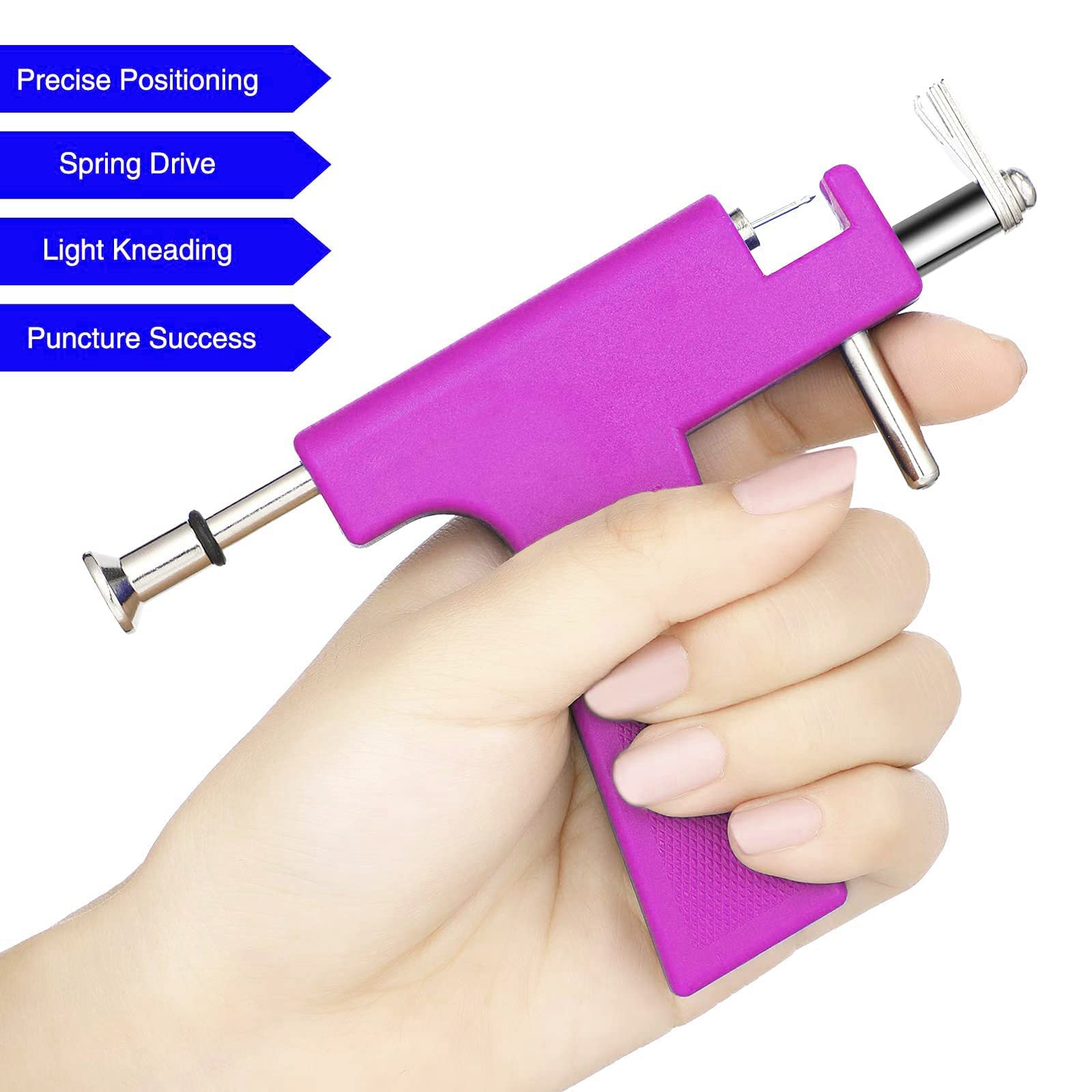 Longbeauty Juego de 224 pistolas perforadoras de acero inoxidable para piercing de oreja