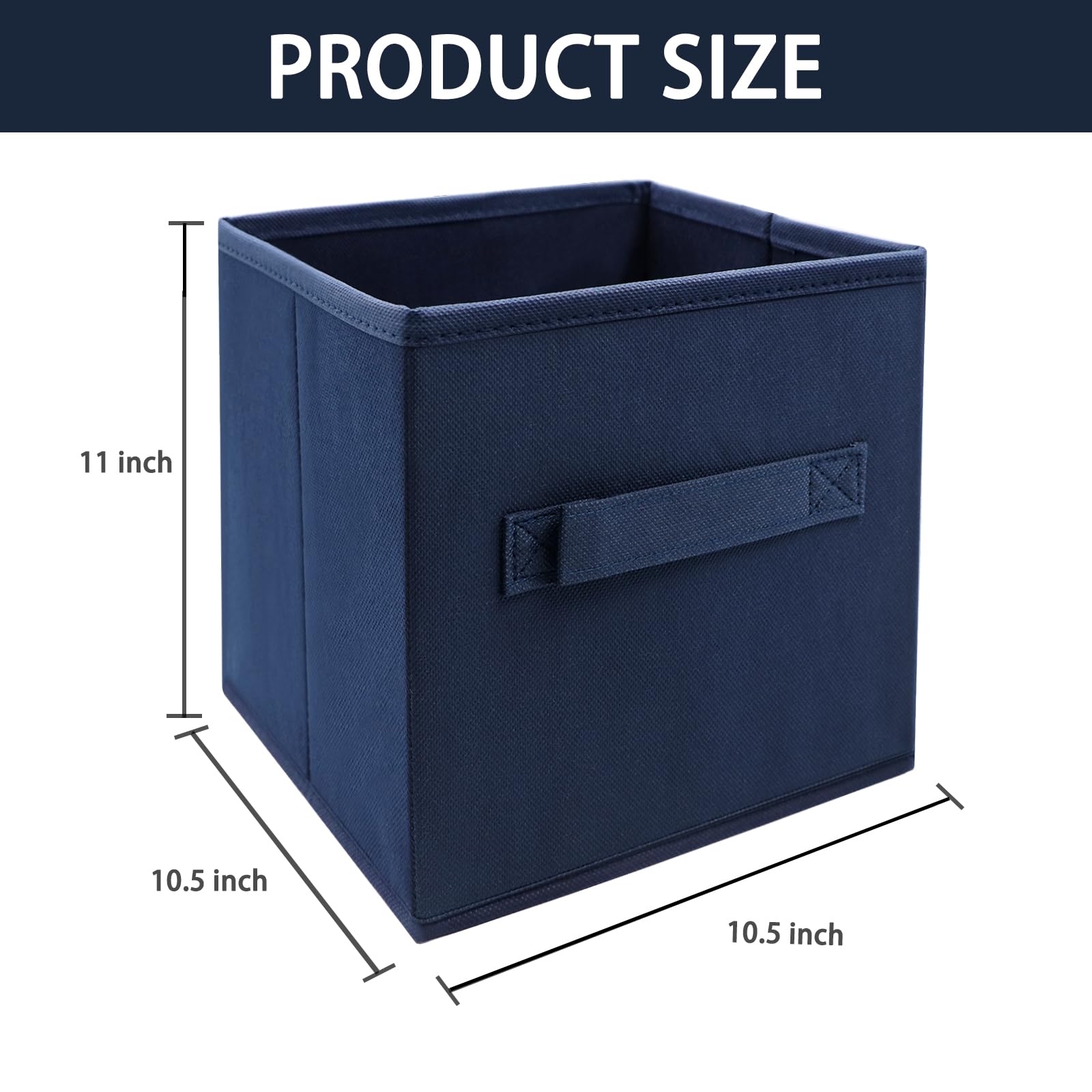 EBIGIC Faltbare Aufbewahrungskörbe, würfelförmiger Aufbewahrungs-Organizer (3 Stück), 26,7 x 26,7 x 27,9 cm, für Zuhause und Büro, zusammenklappbarer Schrank-Organizer, Schubladen-Organizer (blau)