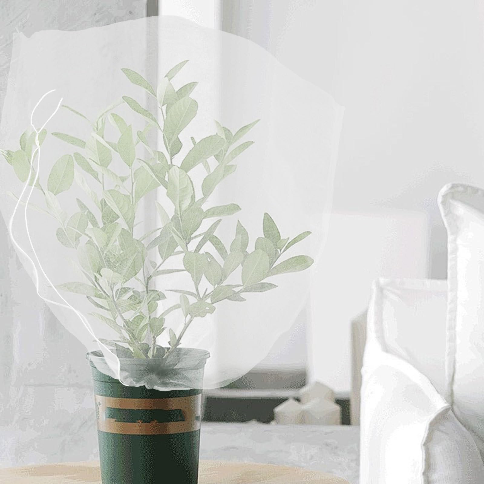 8 Piezas Red para Árboles Frutales de Nylon Blanco con Cordón | Cierre Doble con Cordón y Cremallera, para Jardinería y Huerto Permite Paso de Luz, Protección Vegetal