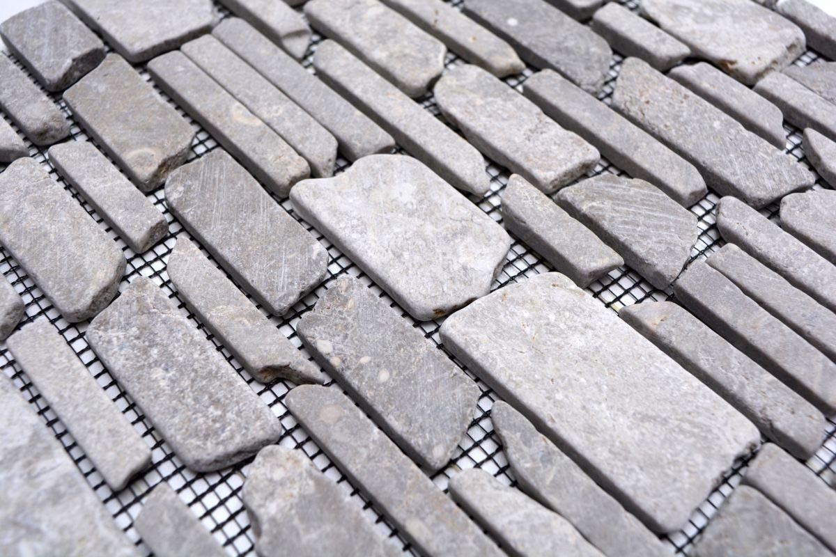 Mosaico mosaico in mattoni tinta unita grigio marmo pietra naturale cucina pietra mosaico formato: 25 – 105 x 15 x 8 mm, dimensioni foglio: 305 x 305 mm, 10 fogli