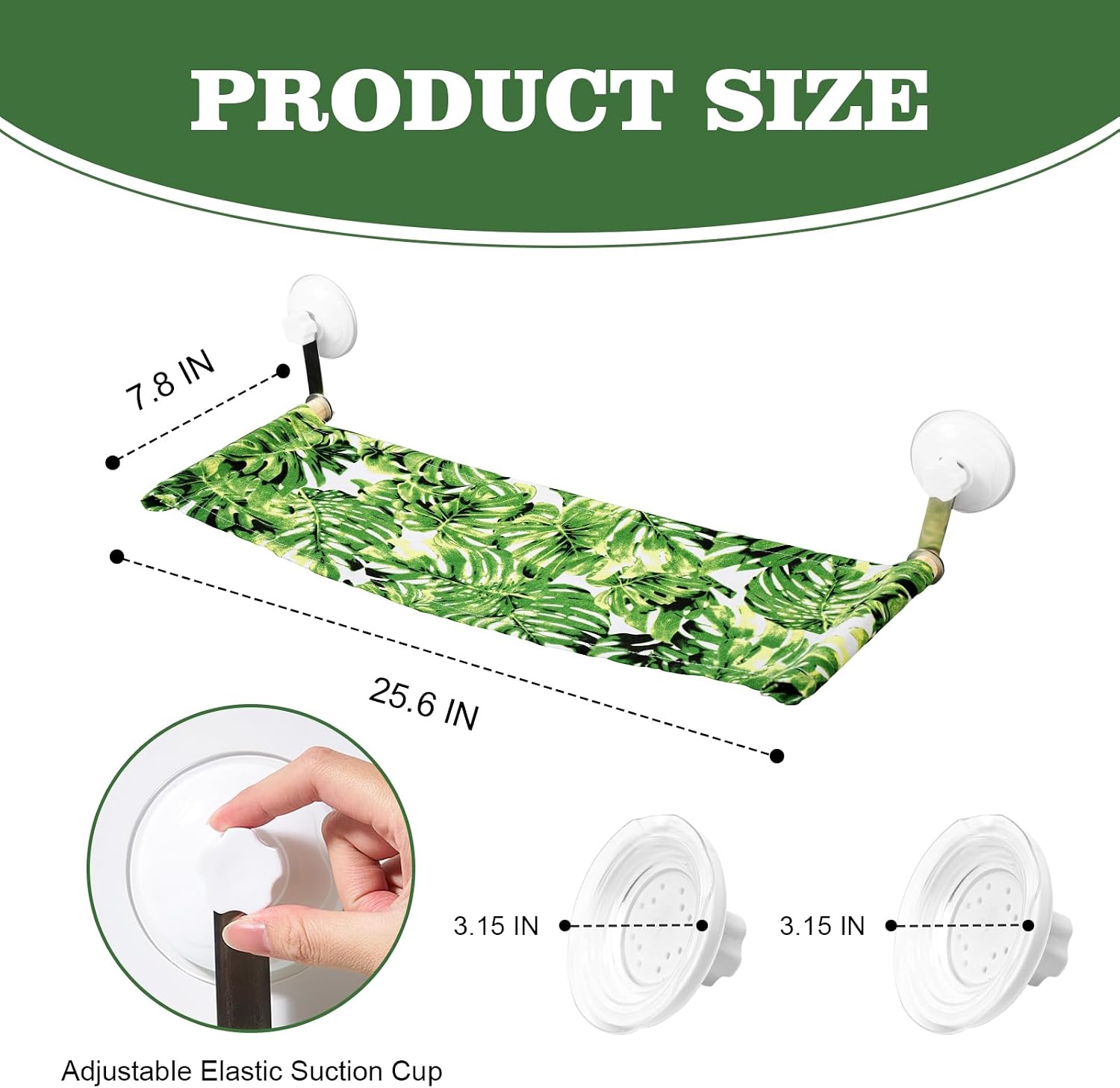 Bearded Dragon Hammock for Window, Bearded Dragon Window Perch with Suction Cups, Reptile Tank Accessories Suitable for Lizard Leopard Gecko Chameleon Kitten Rat (Green)