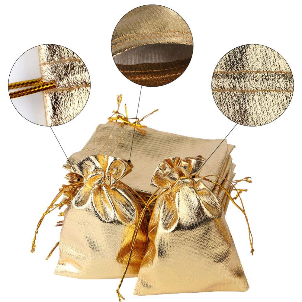 100 Stück Weihnachtstüten Schmuckbeutel Drawstring BagsGeschenktüten Gold und Silber Säckchen Süßigkeiten,Schmuck,Party Wedding Favor,Halloween Taschen 9x12cm