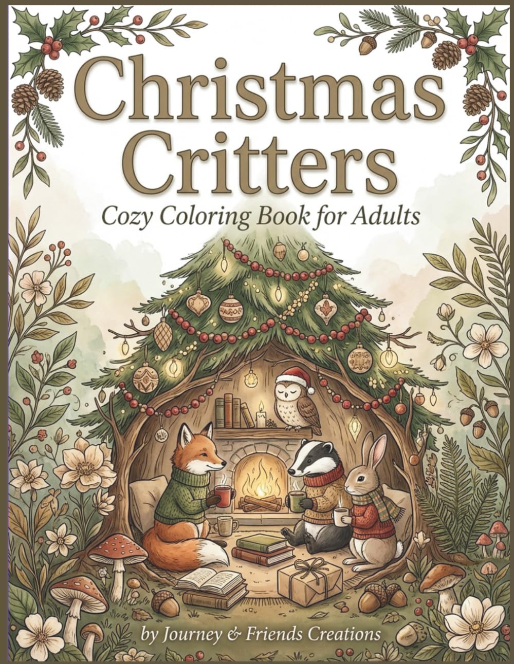 Christmas Critters: Cozy Coloring Book for Adults: Winter Cottage Core Calm and Cozy Coloring Book, Intricate Detail