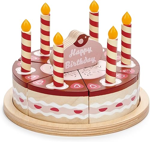 Miniatura 8 de Tender Leaf Toys - Pastel de cumpleaños arcoíris - Juguete de comida con velas y servidor, decoración de fiesta de cumpleaños o regalo para niños -