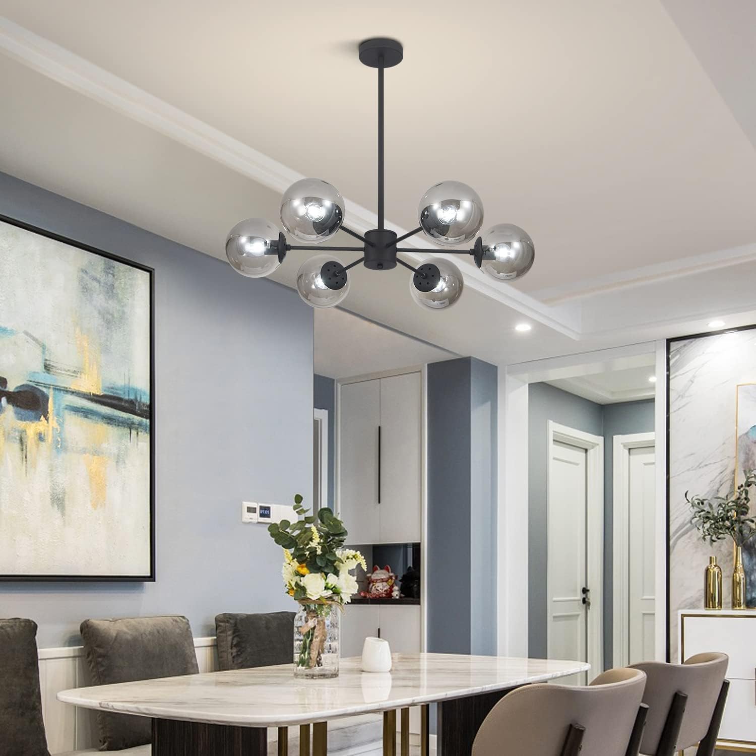 Lustre moderne KCO Sputnik à 6 lumières avec verre transparent – KCO Home - Chandeliers & Pendant Lighting & Ceiling Lamp & Wall Lamp for sale online