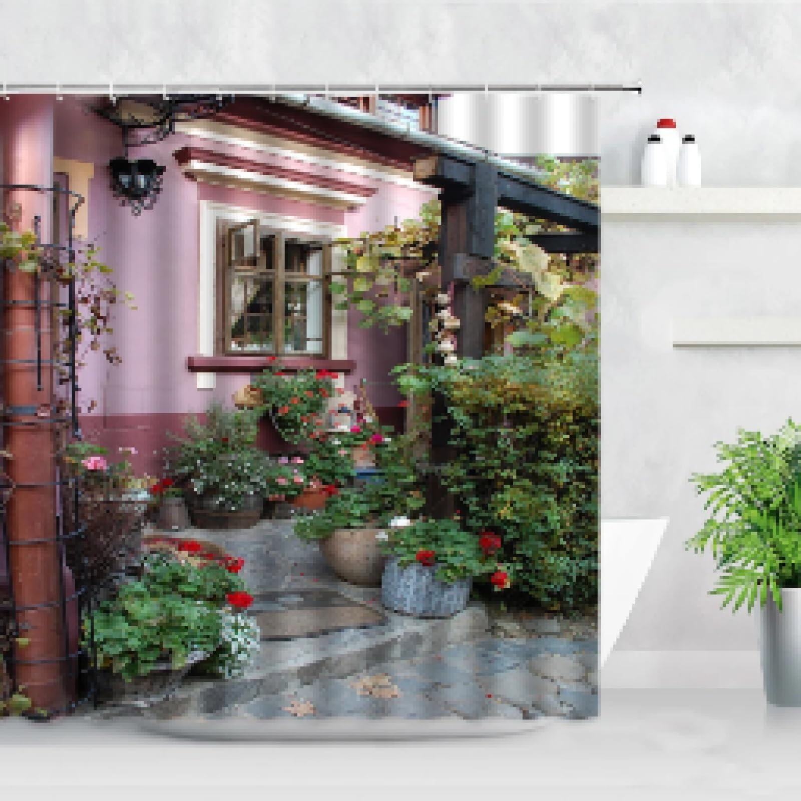 Rideau de douche floral anti éclaboussures hauteur 220cm