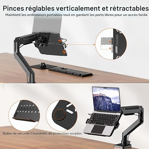 PUTORSEN Support métallique VESA pour Ordinateurs Portables de 12 à 18 Pouces jusqu'à 9 kg, Support pour Ordinateur Portable avec Ventilation pour Bras de Moniteur, VESA 75/100 - 4