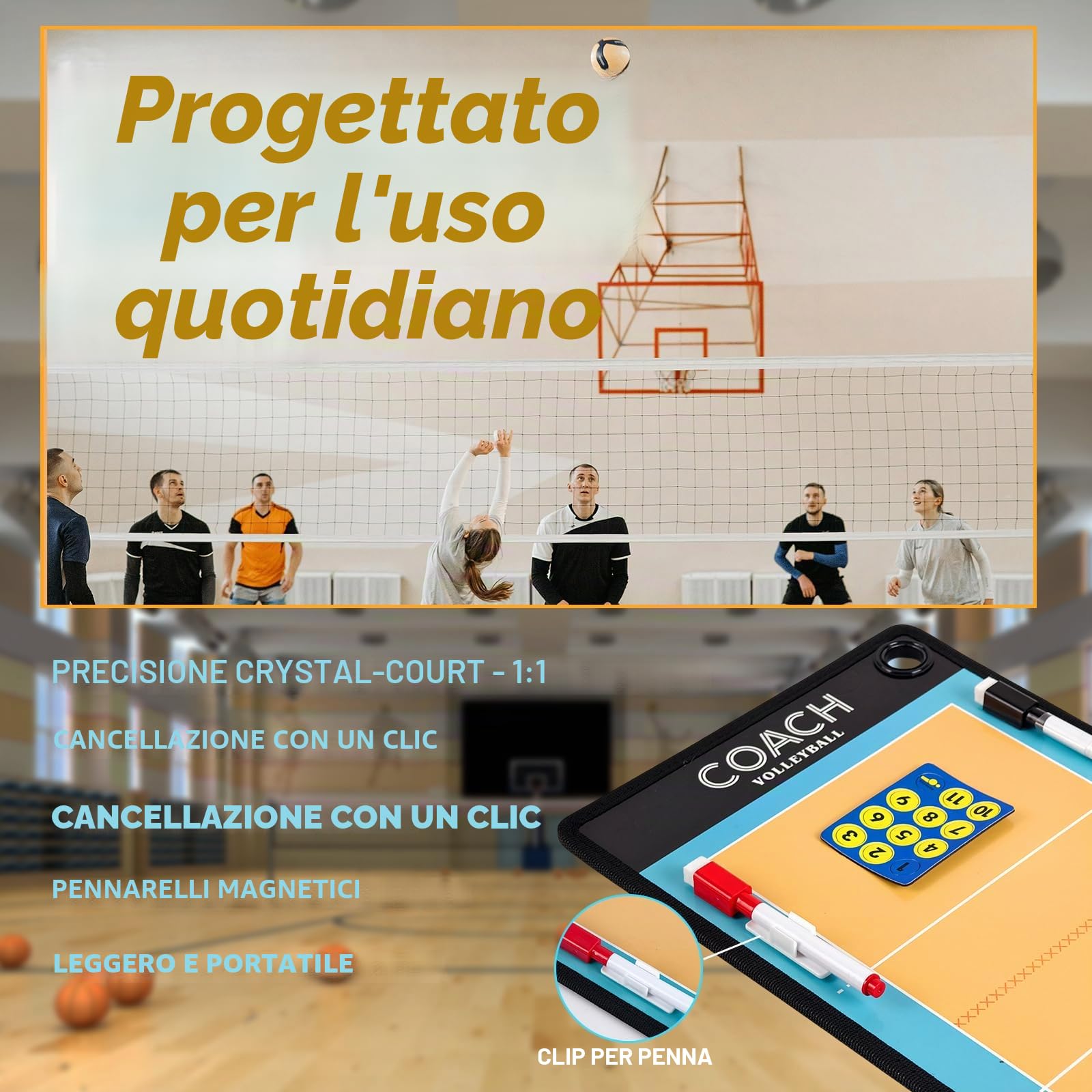 RoseFlower Lavagna Magnetica Pallavolo, Lavagna Coach Pallavolo con Penna Magneti, Lavagna Tattica Pallavolo Volley, Lavagna Volley Lavagnetta Pallavolo