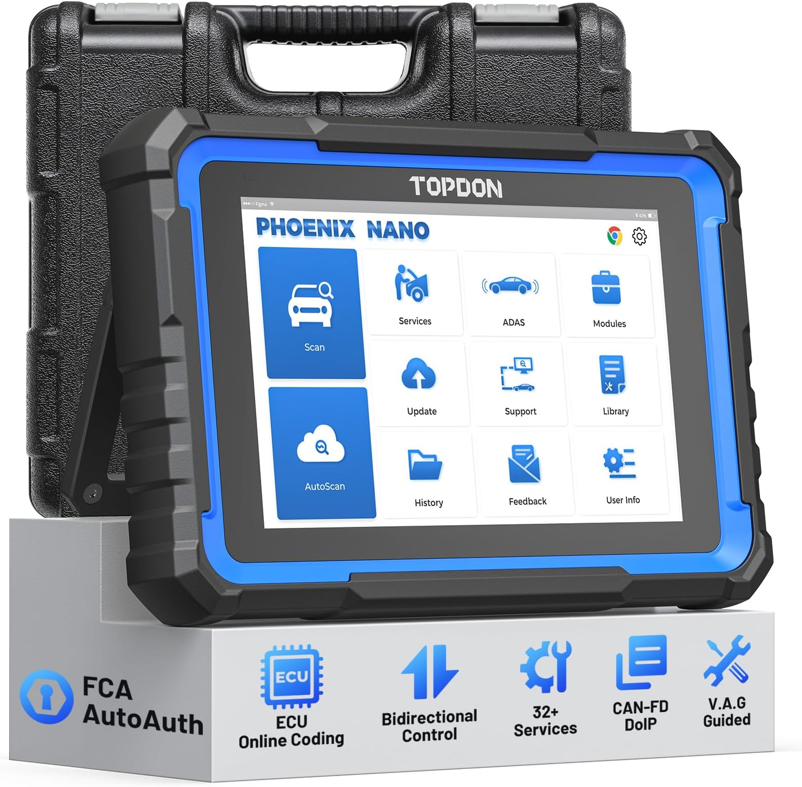 Phoenix Nano OBD2 Diagnostic Tool for All Vehicles, ECU Coding, All System Diagnostics, Bidirectional Control, 32+ Reset Services, CAN FD & DoIP