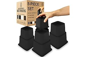 Home Intuition Heavy Duty Bed Risers with Adjustable Leg Lifters - 3,...