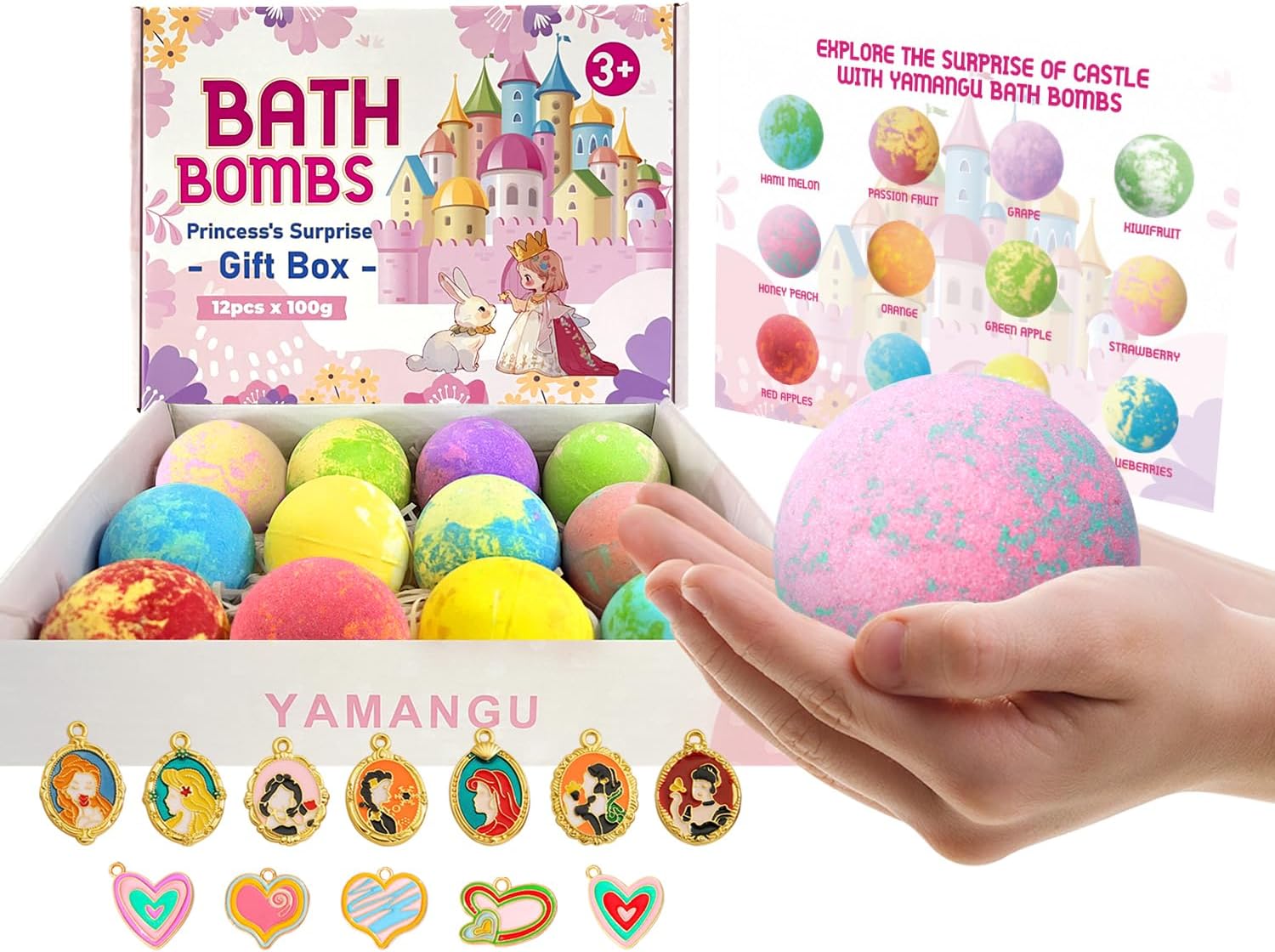 Bath Bombs for Girls,12 Packs XXL Size Kids Bath Bombs with