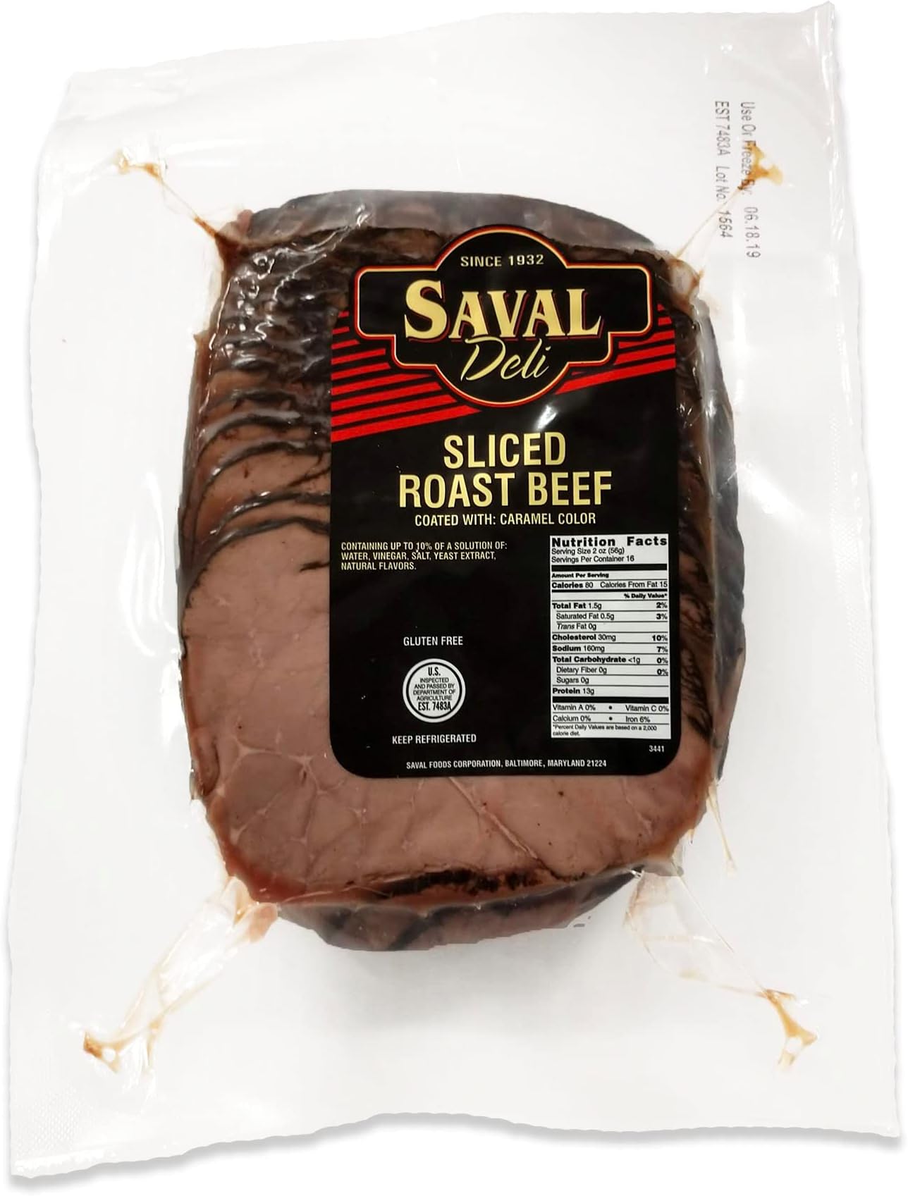 Saval Deli Pastrami Brisket, Sliced Gluten Free, USDA Choice Beef 2 pound pack