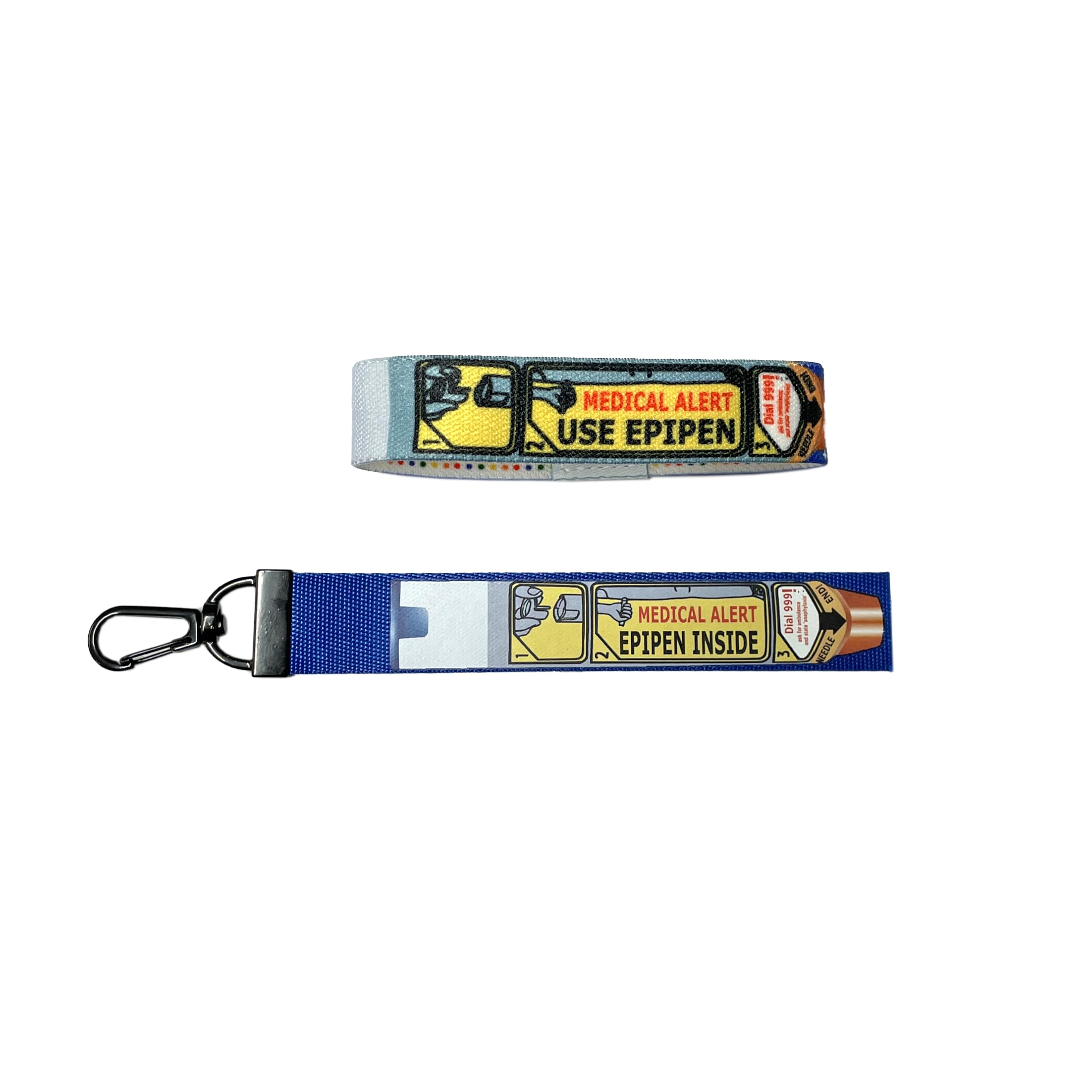Set of use Epipen elastic Wrist band wristband/Key tag gift Medical Alert Holder, Blue, 19 CM X 2 CM WRIST BAND