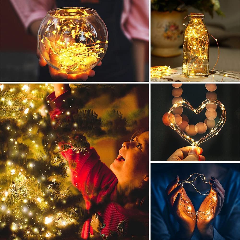 LED Lichterkette – 200 m Silberdraht, warmweiß, wasserdicht, mit Fernbedienung – für Innen & Außen: Weihnachtsbaum, Terrasse, Garten, Pflanzen & mehr
