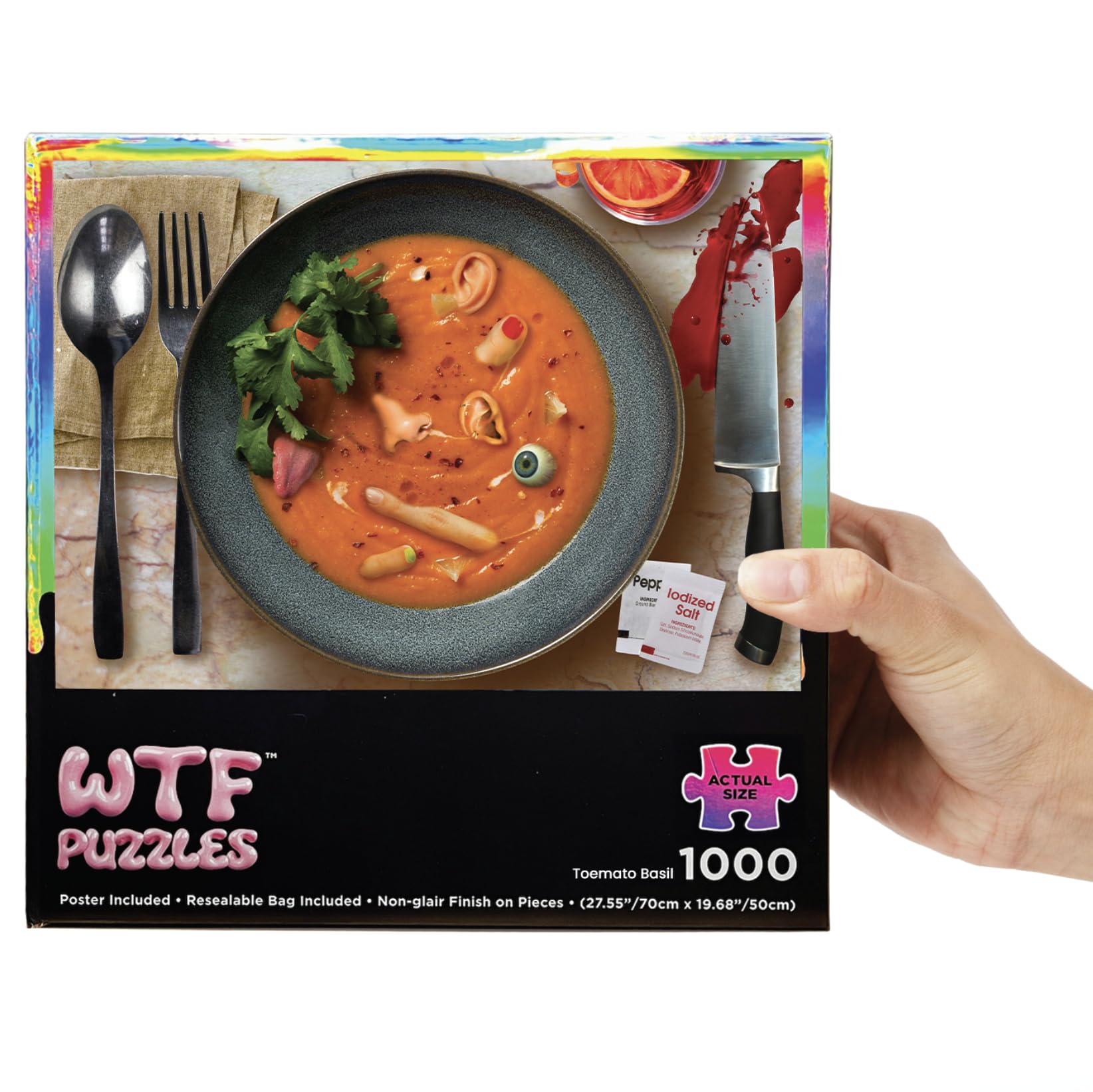 Toe-Mato Basil Puzzle for Adults 1000 Pieces, Funny Horror Puzzle, Funny Jigsaw Puzzle, 27.55" x 19.68" Puzzles for Adults 1000 Pieces, Funny Spooky Murder Themed Jigsaw Puzzle