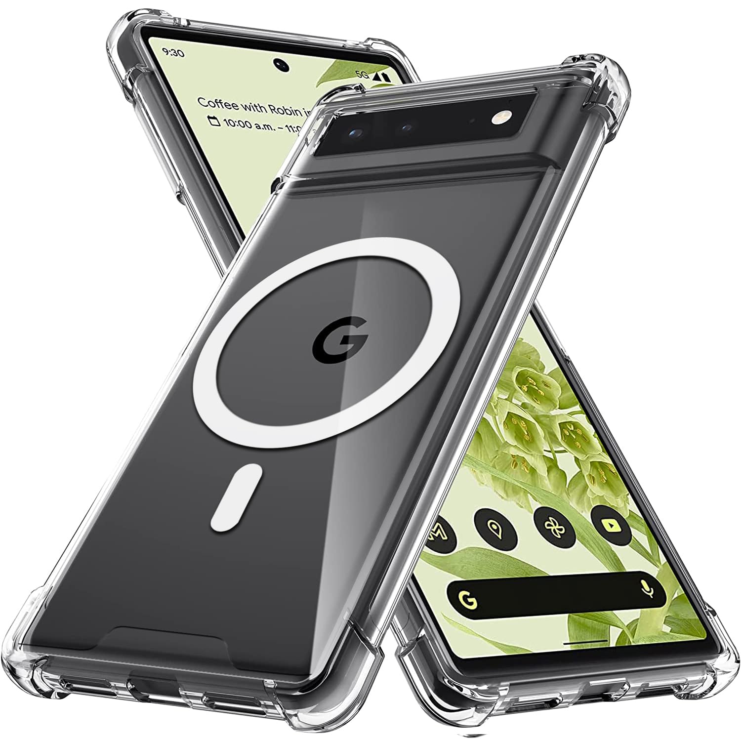 KIOMY Case for Google Pixel 6 Shockproof Bumper Protective Cover Hybrid Design Hard PC Back + Flexible TPU Raised Bezel Slim Fit with Airbag Corners Magnetic Compatible with Magsafe Wireless Charging