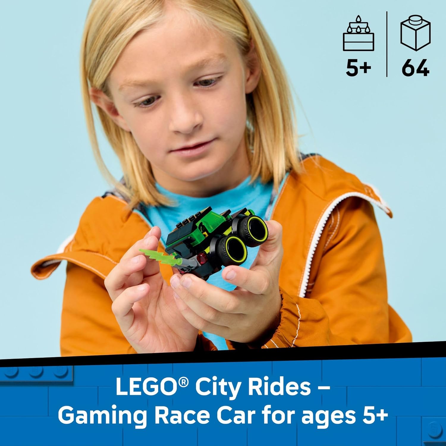 LEGO City Rides – Gaming Race Car Building Toy for Kids - Pretend Play Set for Boys & Girls, Ages 5+ - Toy Car W/Racecar Driver Minifigure - Gift Idea for Birthdays - 60484