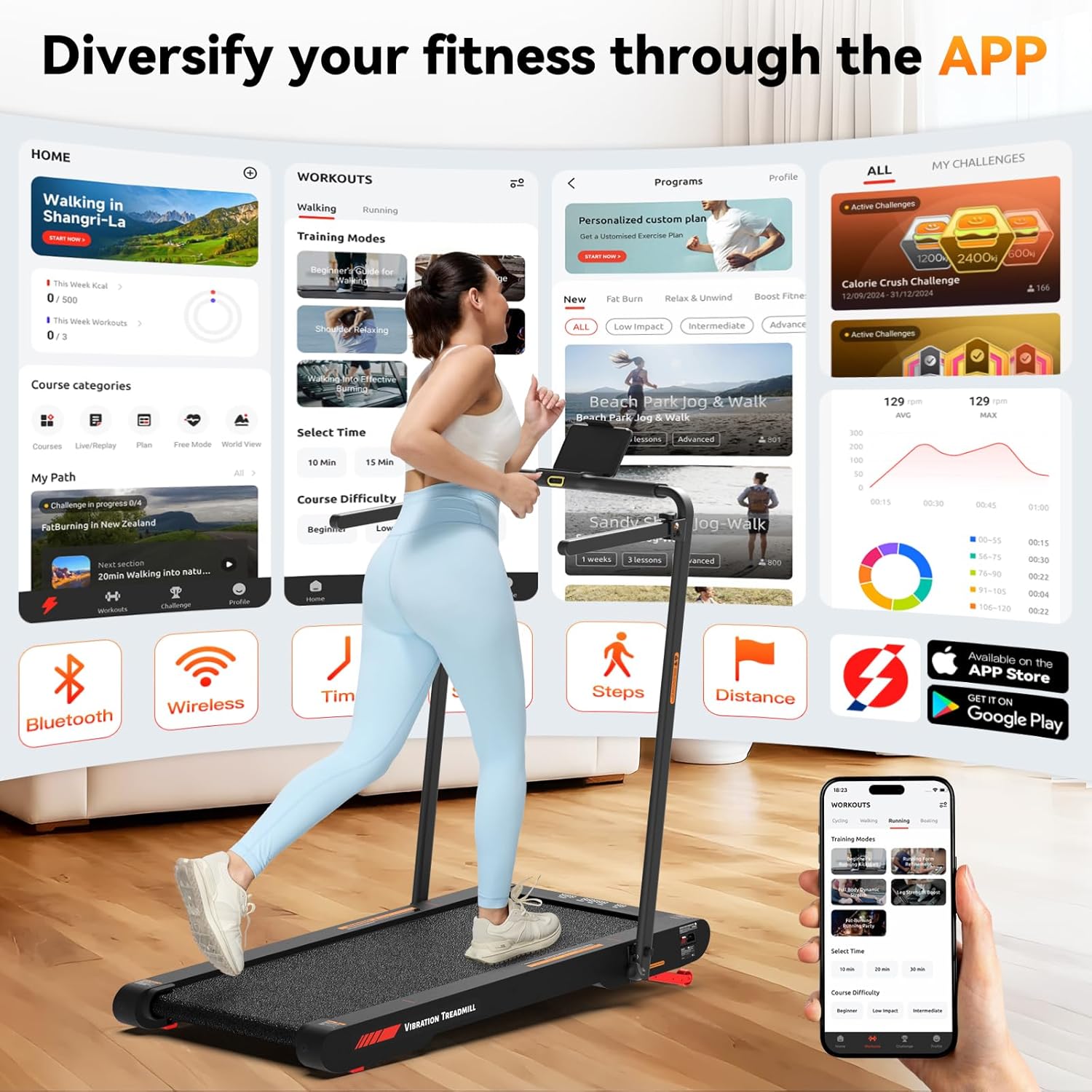 Sperax 4 in 1 Walking Vibration Pad Treadmill, Walking Treadmill Pad for Home with Remote Control and APP - Image 3