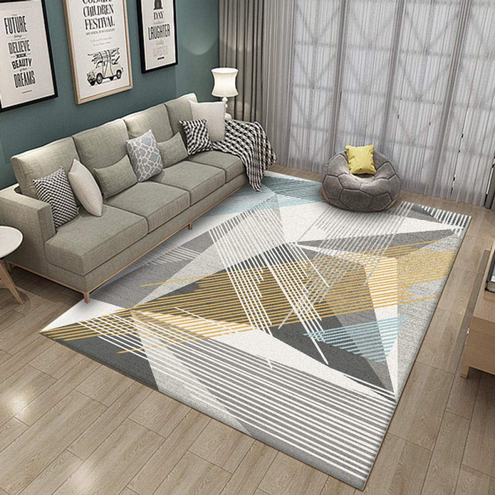 Tapis moderne soft touch en velours avec combinaison de motifs géométriques