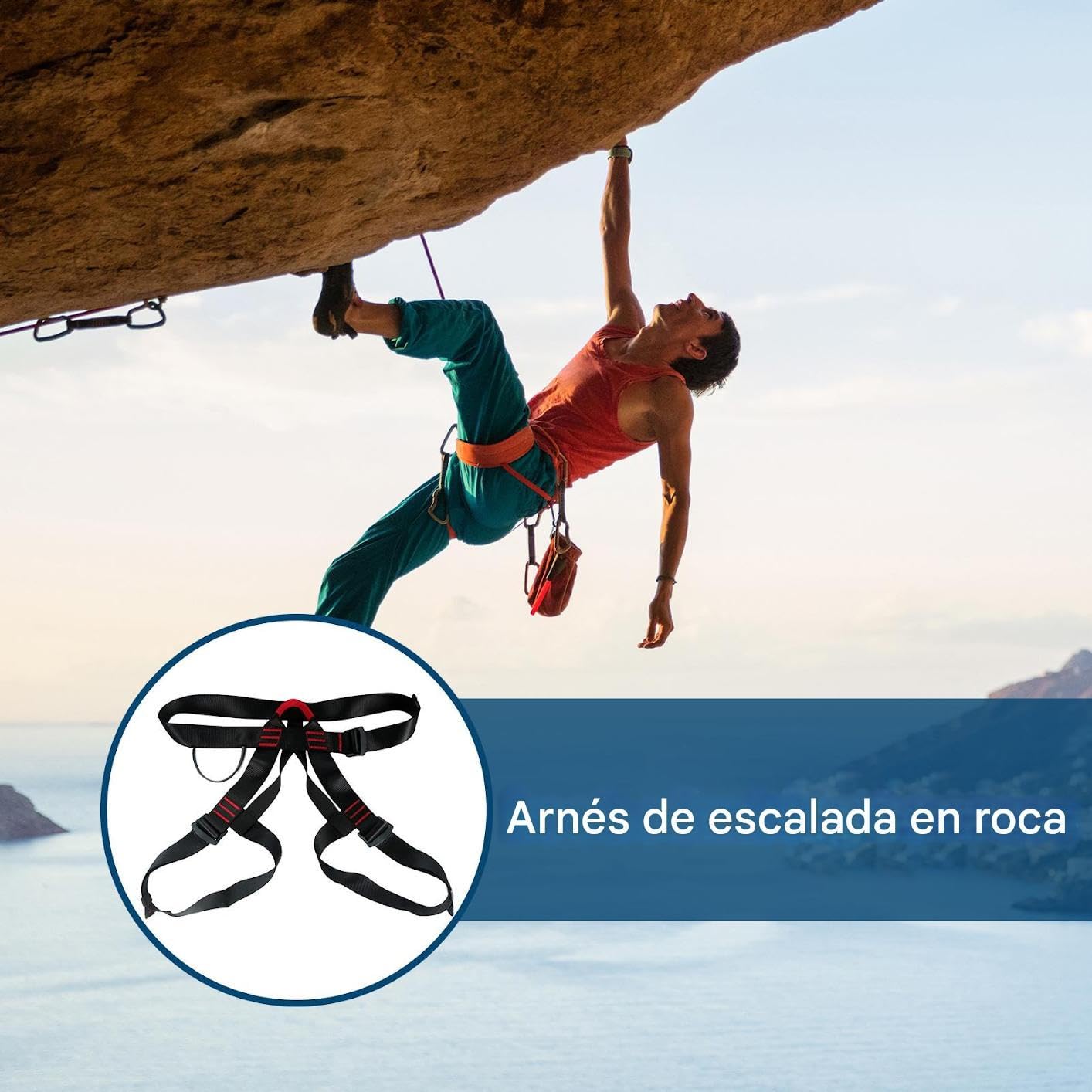 Arnés De Escalada Para Hombres | Arnés de Seguridad para Escalada de Medio Cuerpo,Equipo De Protección Reforzado Para Construcción, Rapel Y Montañismo