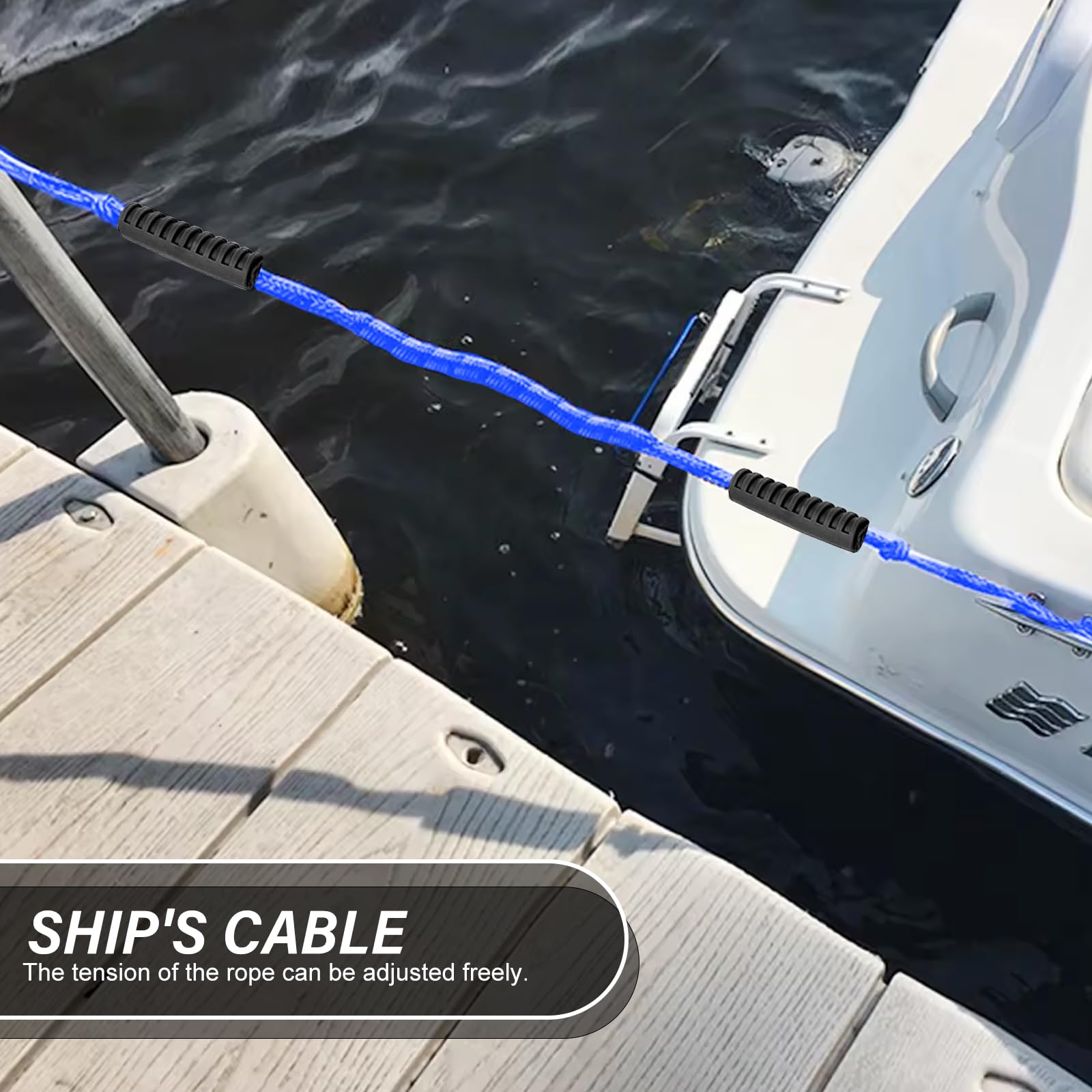 PORFOYO 2 pièces de corde de fixation, corde Bungee de 120 cm, corde de fixation pour bateaux et jetées, accessoires de bateau pour kayak, jet ski, ponton, canoë (Bleu)