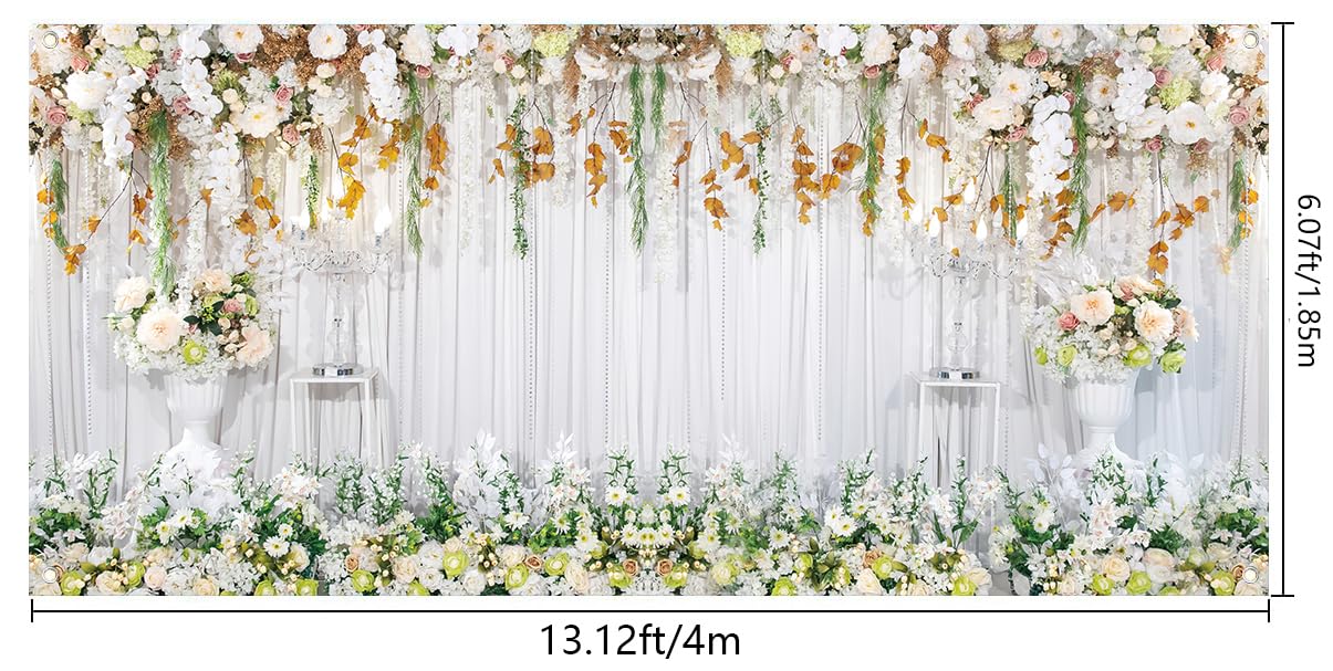 Jipusai Frühlingsblumen-Garagentor-Dekoration – 4,8 X 2,1 M, Mit Rosa Blumen & Weißer Ziegelmauer, Aus Polyester