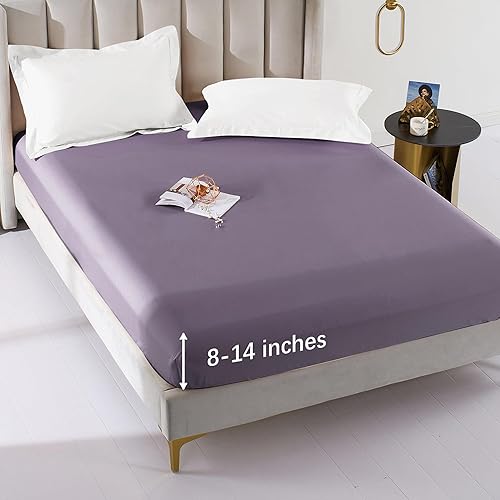 Miniatura 14 de Sábana bajera ajustable individual XL para dormitorio universitario, sábanas 100% algodón egipcio, sábanas bajeras de lujo con bolsillo profundo