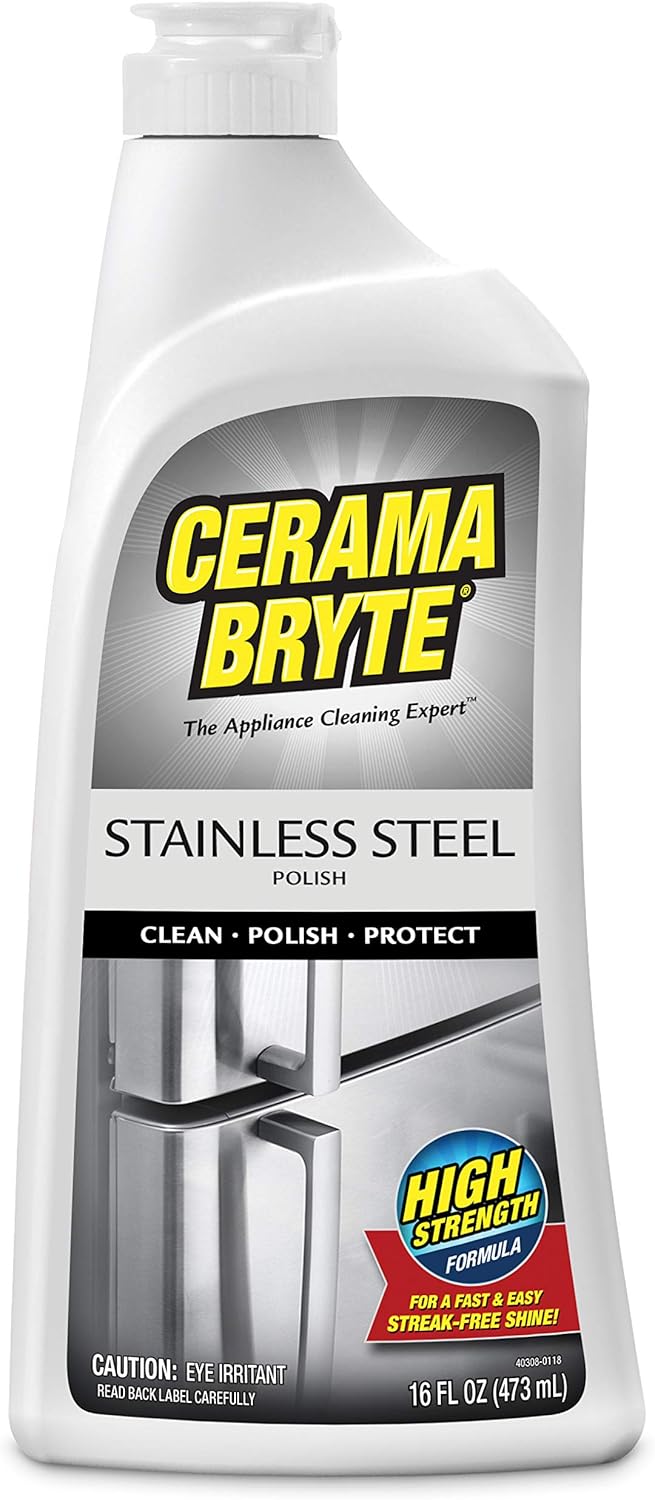 Cerama Bryte Stainless Steel Cleaner for Appliances, Streak-Free Shine and Protection for Refrigerators, Dishwashers, Ovens, and Grills, 16 Fluid Ounce 1 Pack, No Spray Pump Cerama Bryte Stainless Steel Cleaner for Appliances, Streak-Free Shine and Protection for Refrigerators, Dishwashers, Ovens, and Grills, 16 Fluid Ounce 1 Pack, No Spray Pump