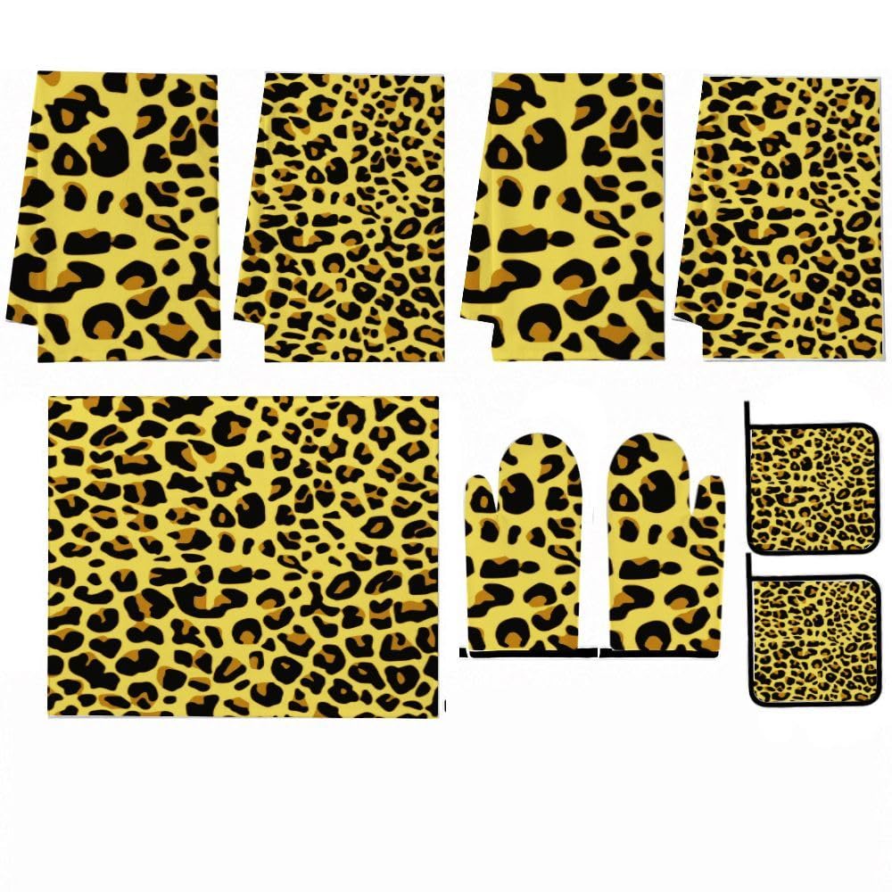 9PCS Leopard Print 14 Cucina Decor e Accessori Set