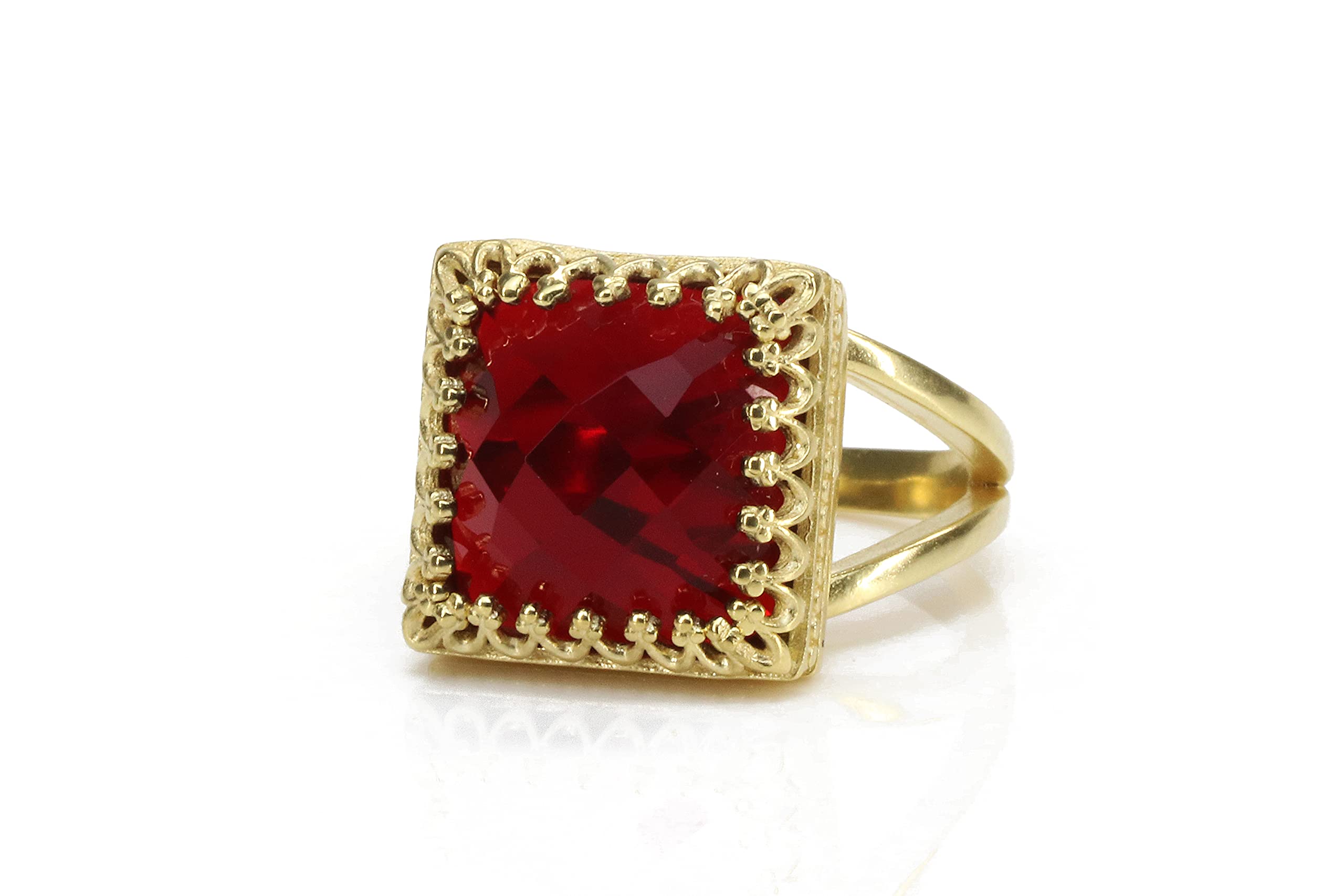 Bold Benutzerdefinierte Granat Ringe für Frauen - 14k Gold Vintage Mode Ringe, Verlobung, Hochzeit, Erklärung Ringe, Geschenk Ringe - Anpassbare Geburtsstein Schmuck - Alle Ringgrößen Erhältlich