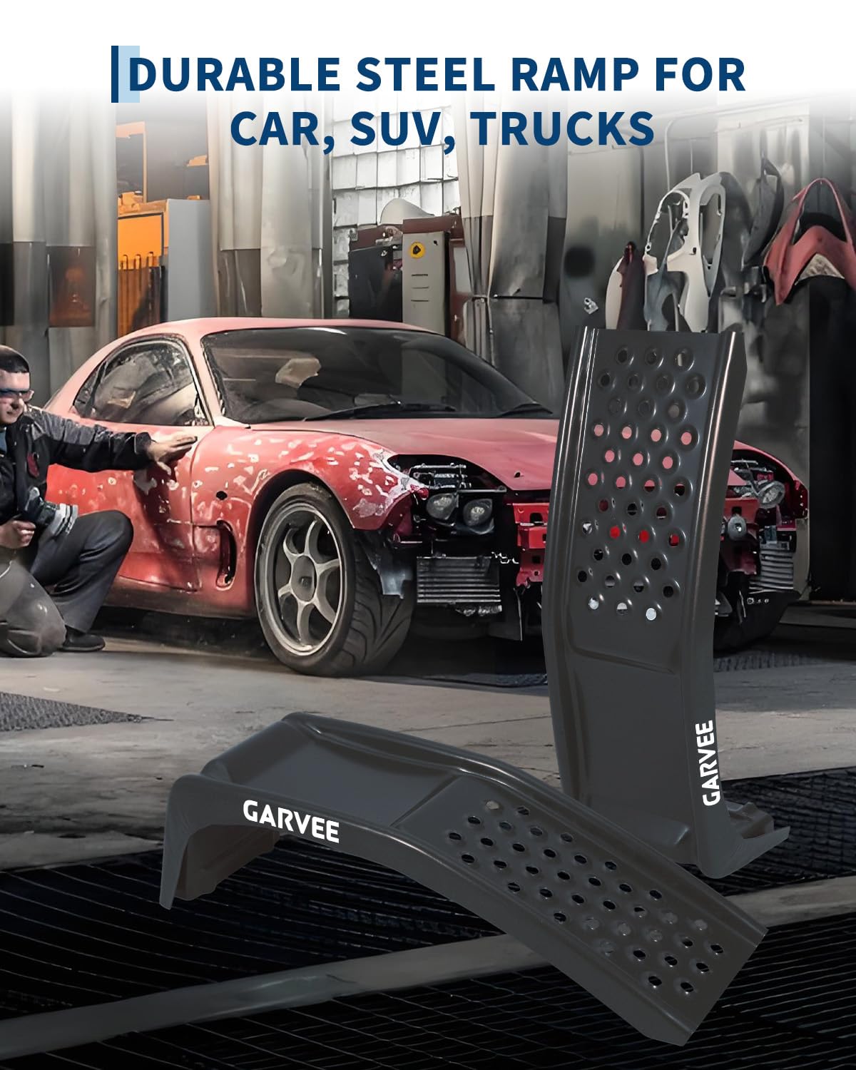 Rampas de Acero para Coches 8000 Libras 907 kg Camiones Alta Resistencia Negro 88x33x22cm