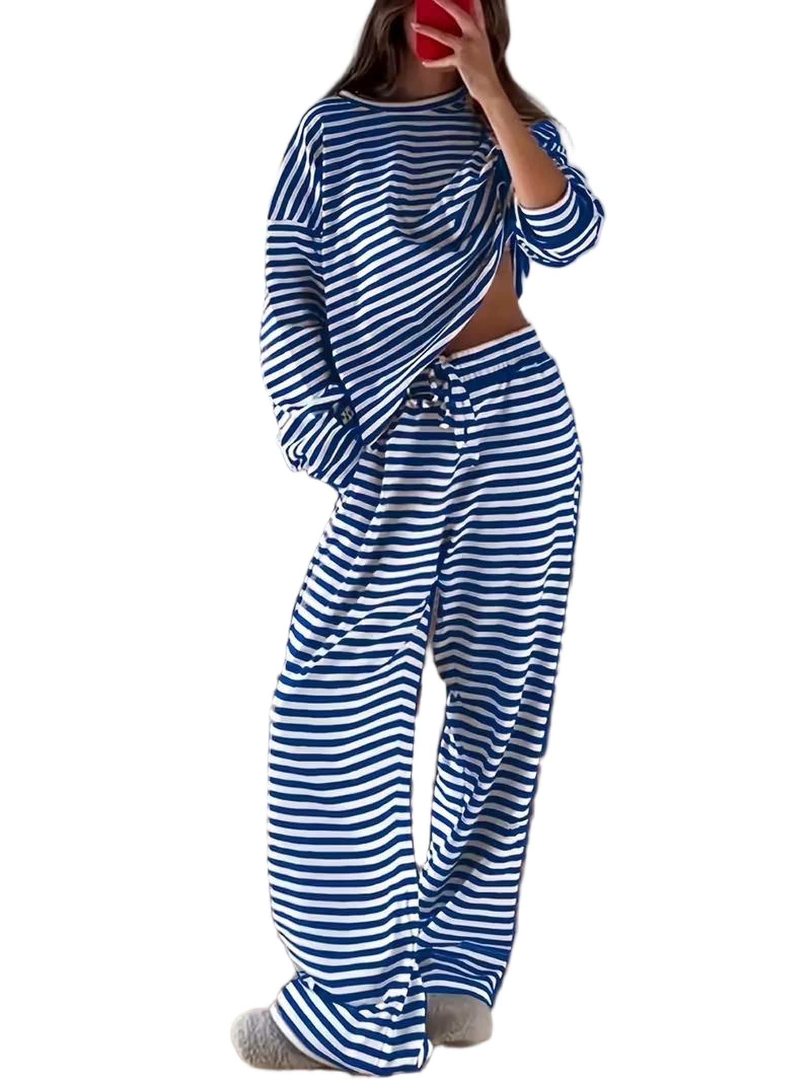 Conjunto de 2 piezas de camiseta de manga larga y pantalones a juego para
